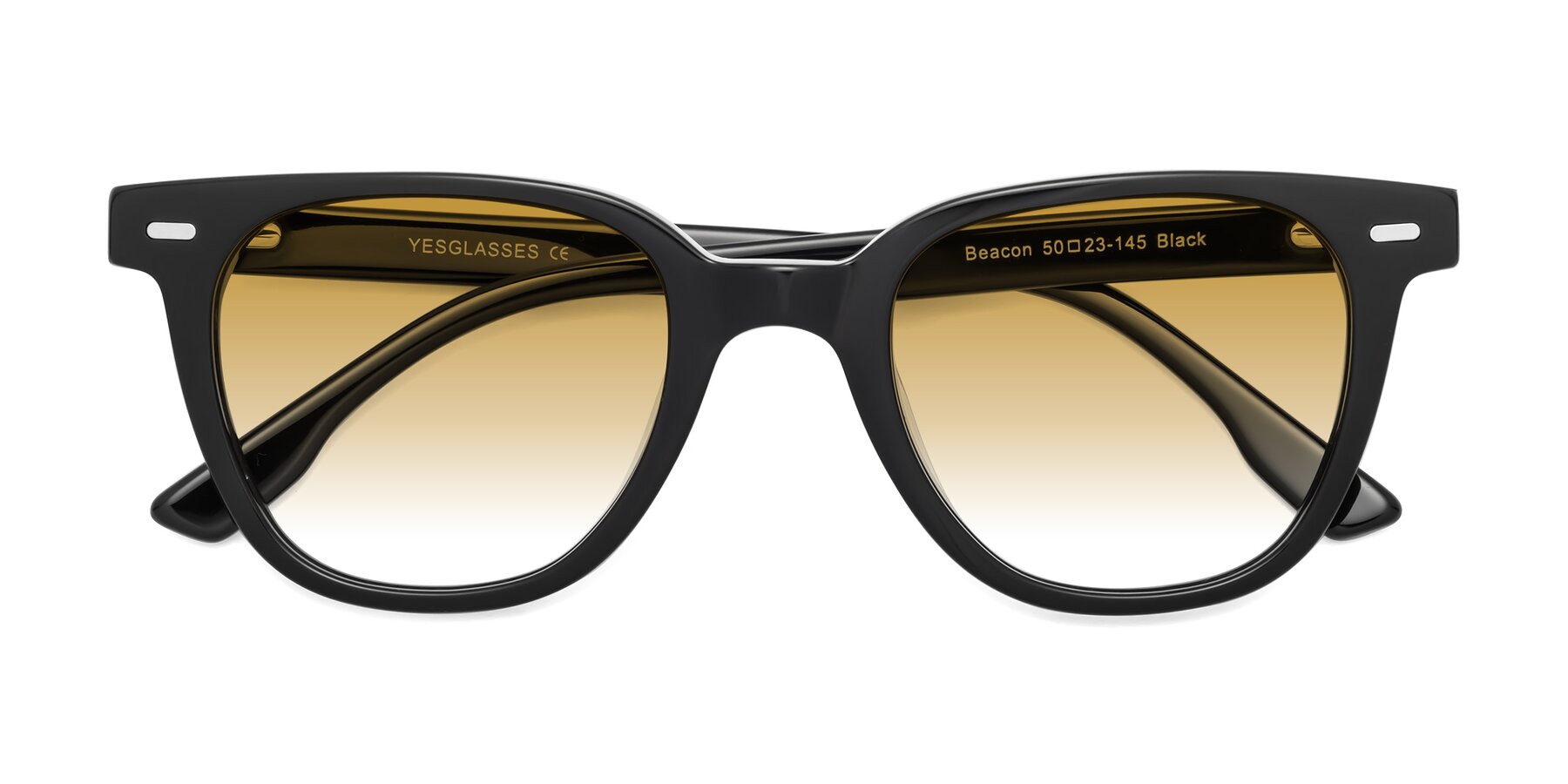 Folded Front of Beacon in Black with Champagne Gradient Lenses