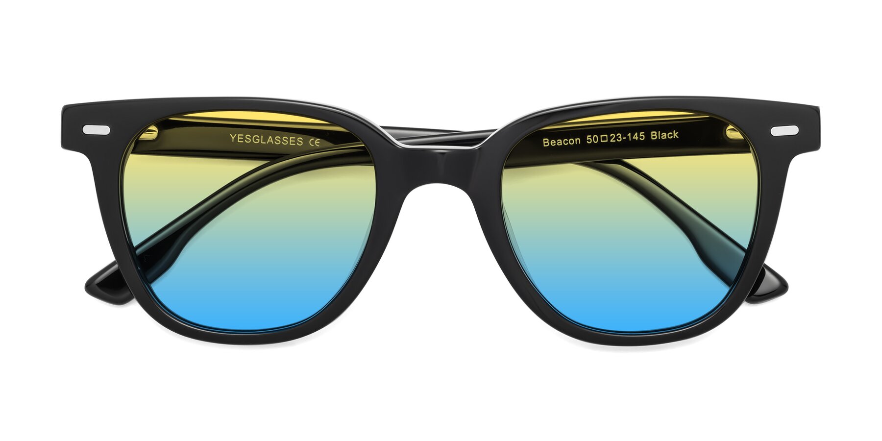 Folded Front of Beacon in Black with Yellow / Blue Gradient Lenses