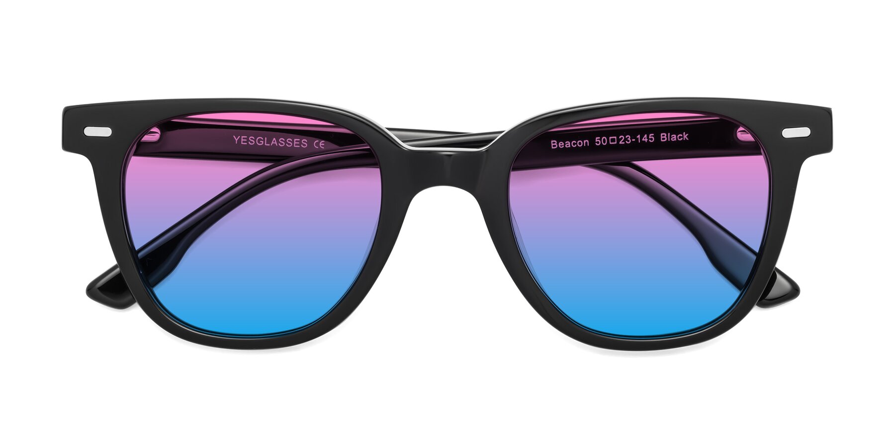 Folded Front of Beacon in Black with Pink / Blue Gradient Lenses