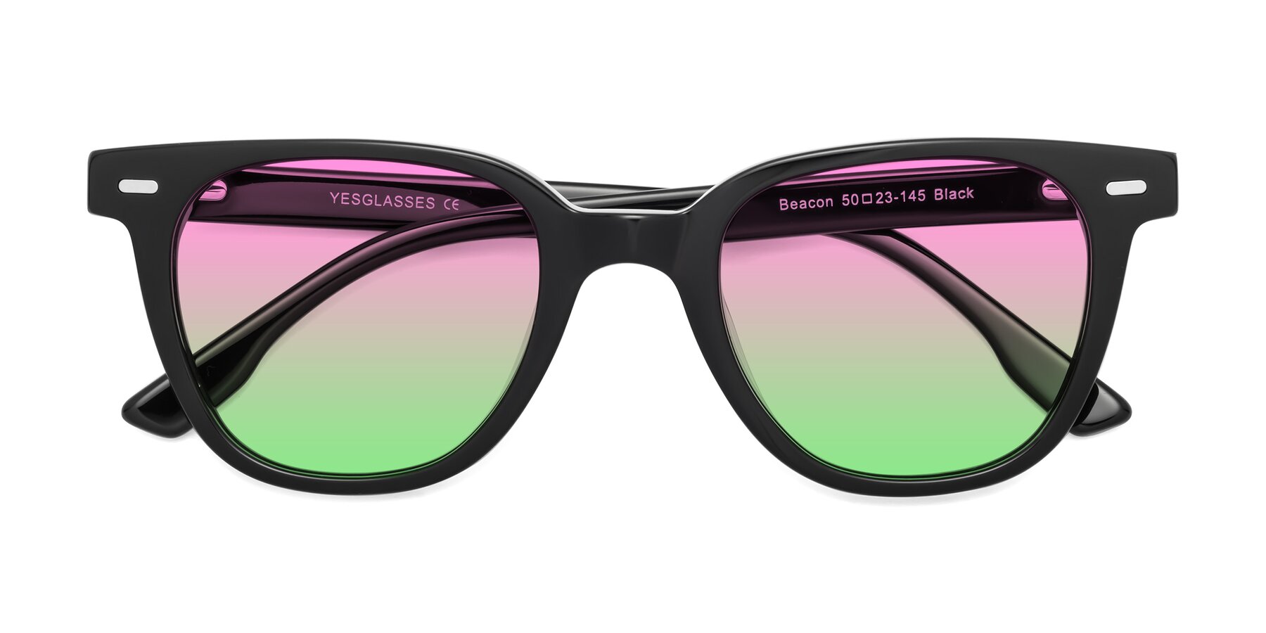 Folded Front of Beacon in Black with Pink / Green Gradient Lenses