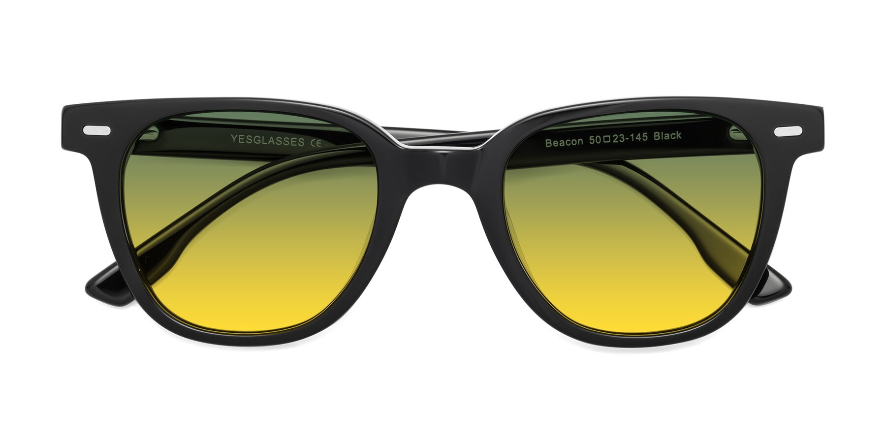 Folded Front of Beacon in Black with Green / Yellow Gradient Lenses