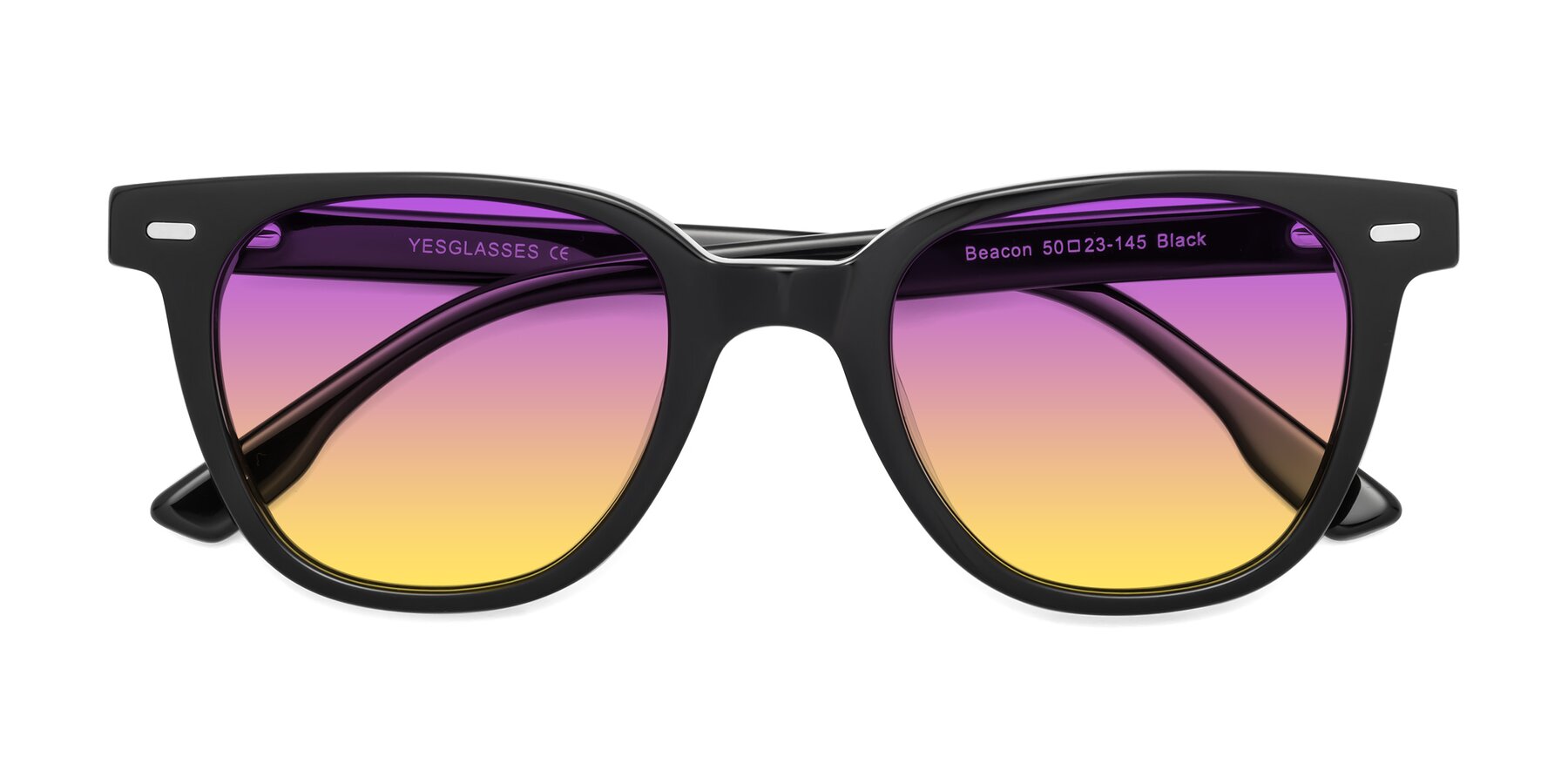 Folded Front of Beacon in Black with Purple / Yellow Gradient Lenses