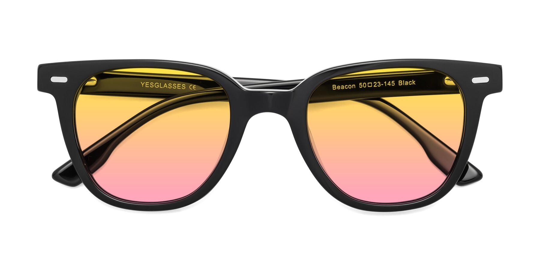 Folded Front of Beacon in Black with Yellow / Pink Gradient Lenses