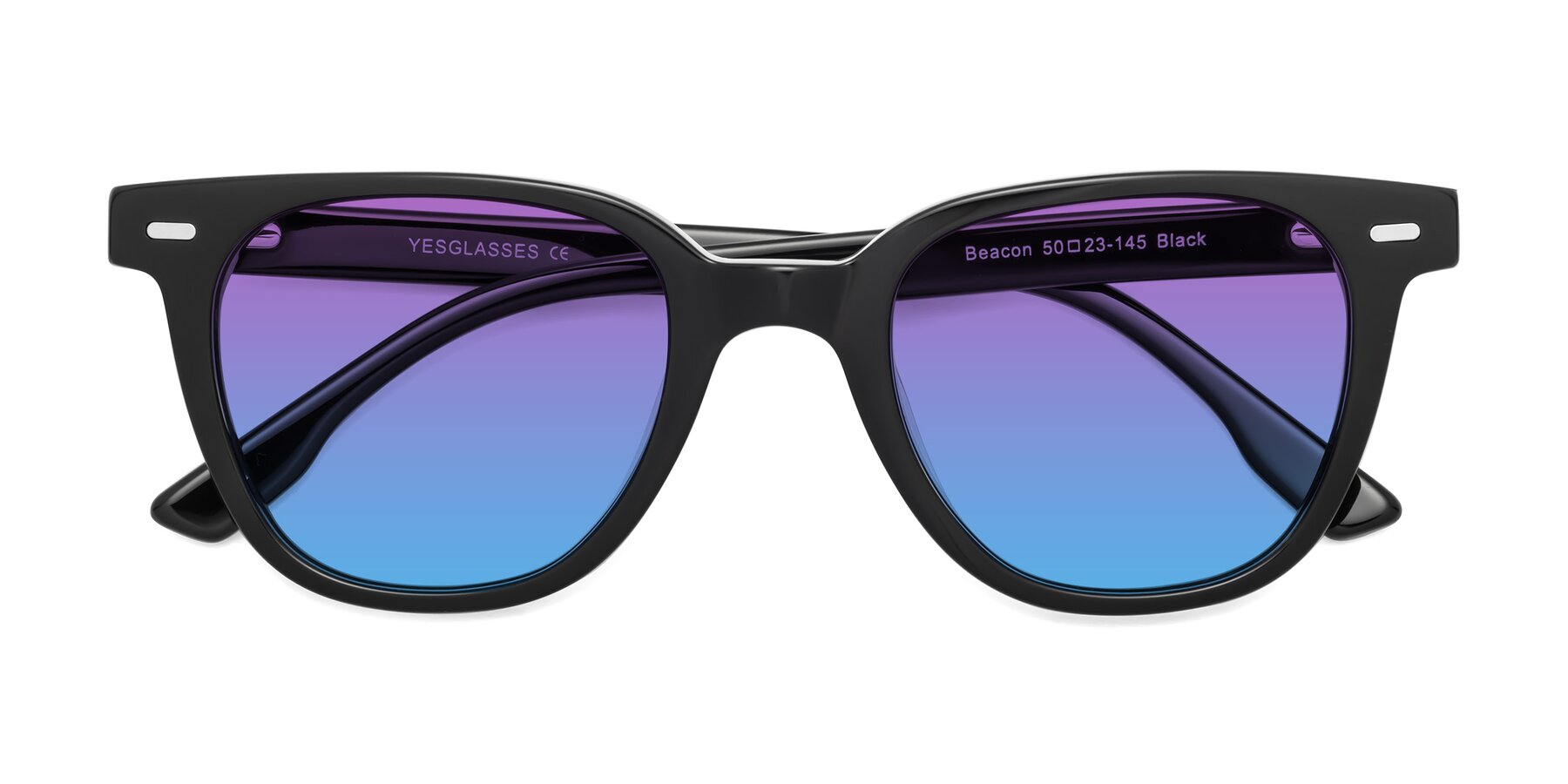 Folded Front of Beacon in Black with Purple / Blue Gradient Lenses