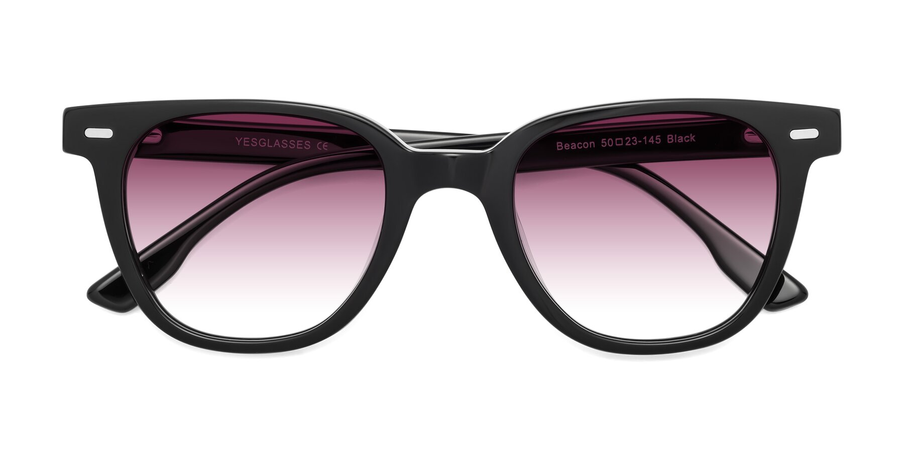 Folded Front of Beacon in Black with Wine Gradient Lenses