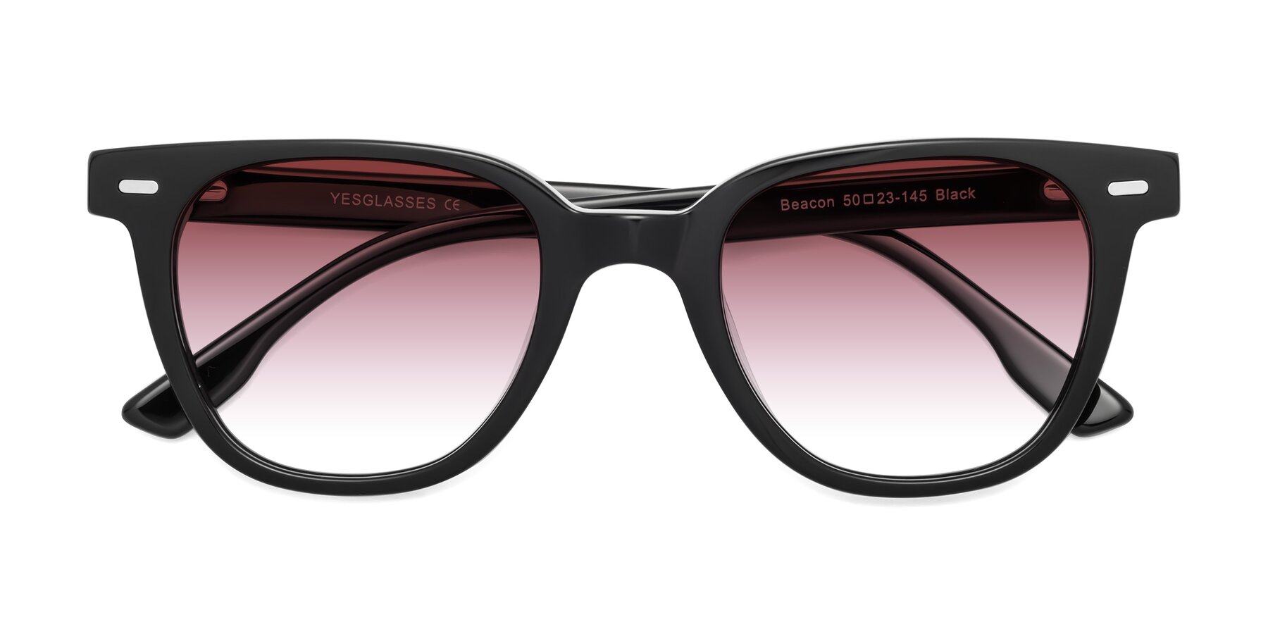 Folded Front of Beacon in Black with Garnet Gradient Lenses