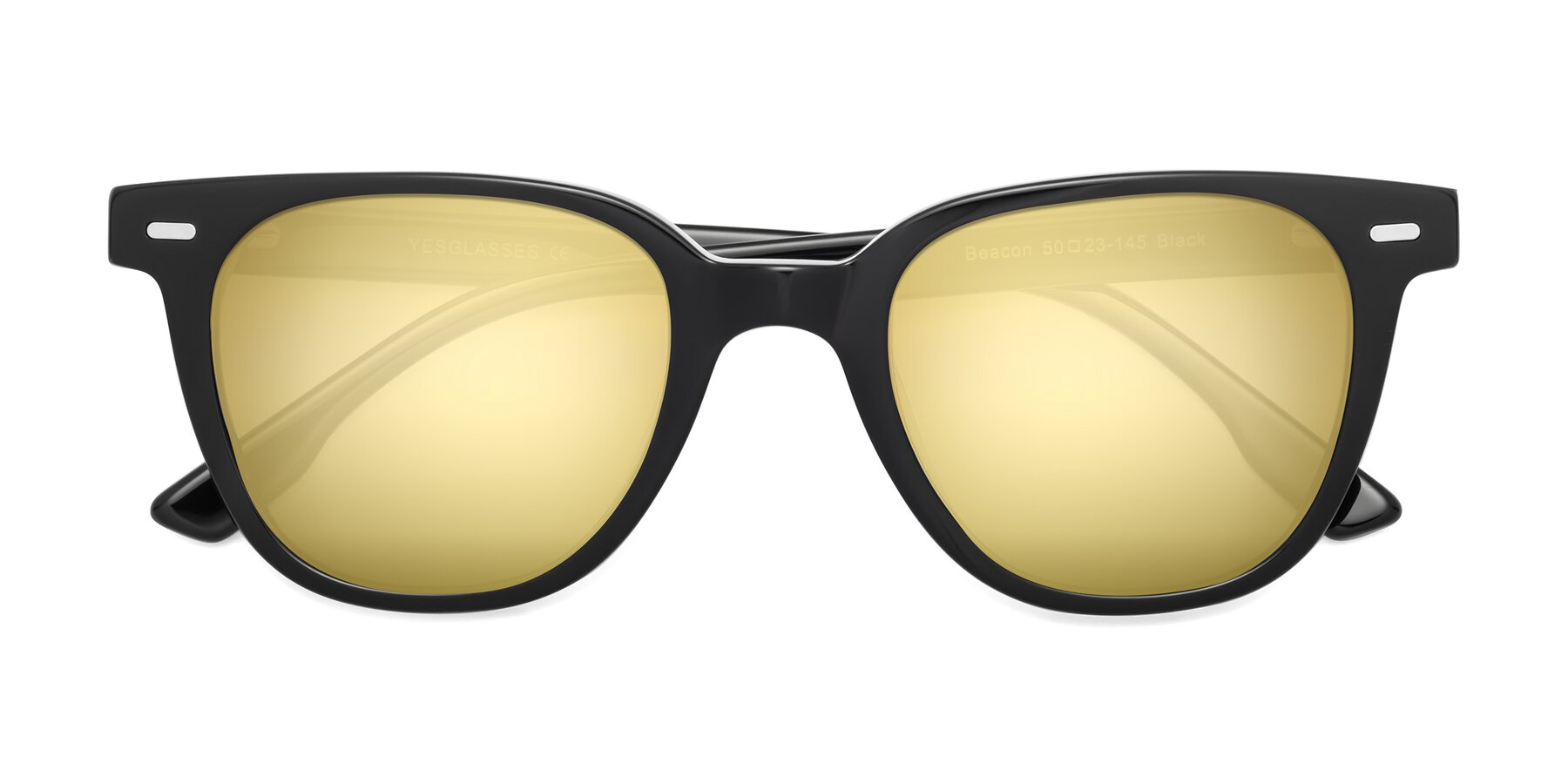 Folded Front of Beacon in Black with Gold Mirrored Lenses