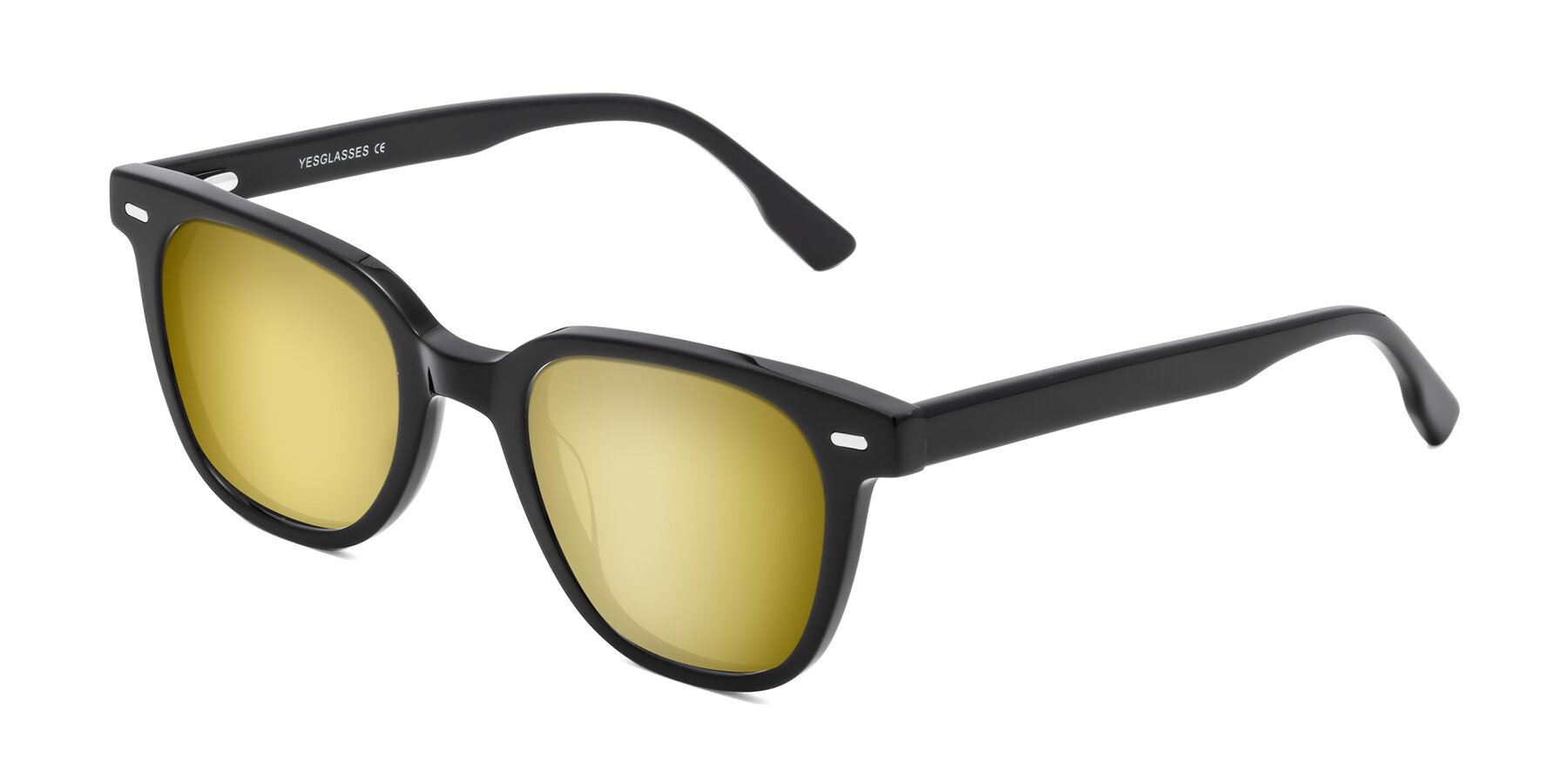 Angle of Beacon in Black with Gold Mirrored Lenses
