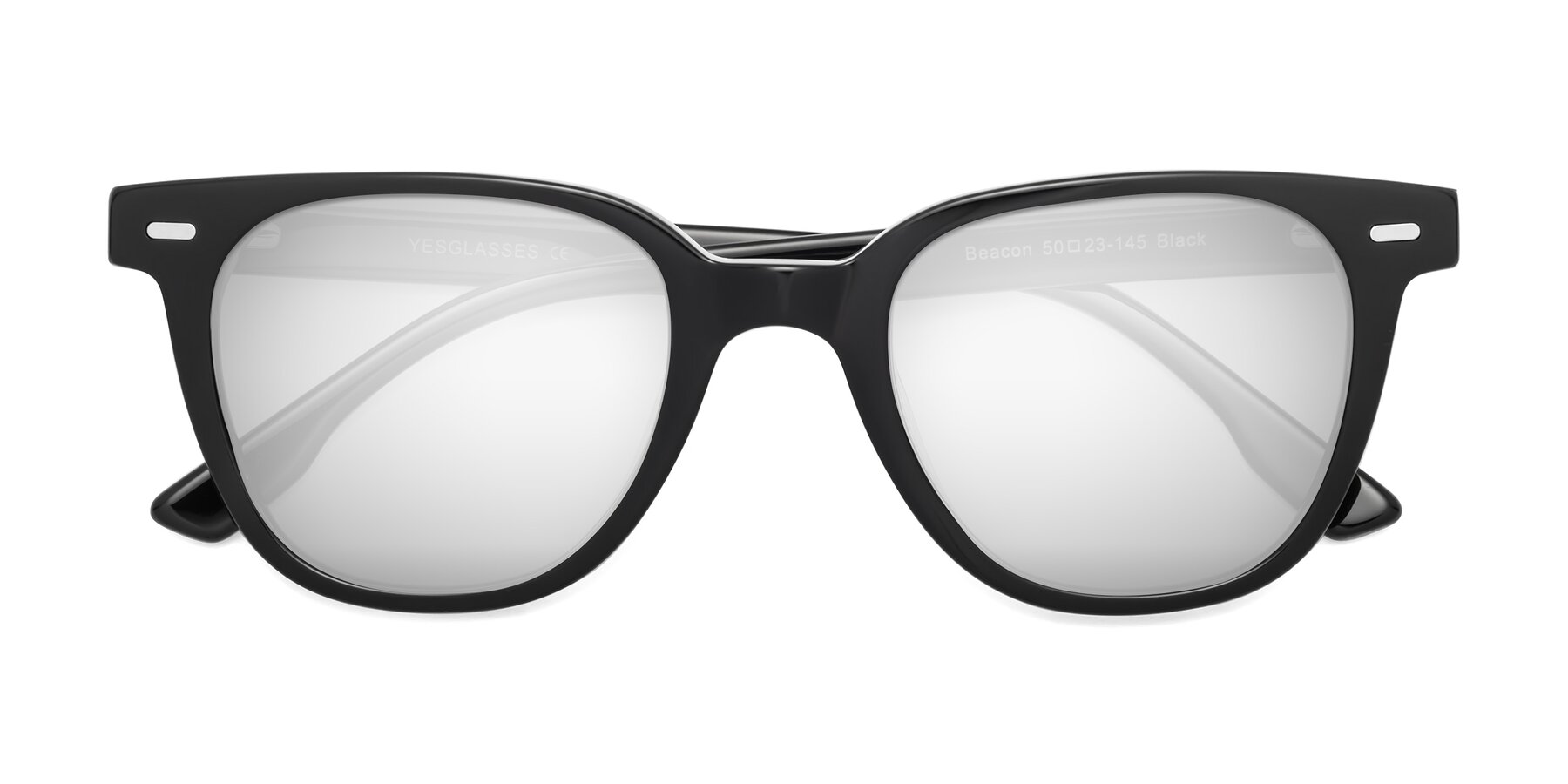 Folded Front of Beacon in Black with Silver Mirrored Lenses