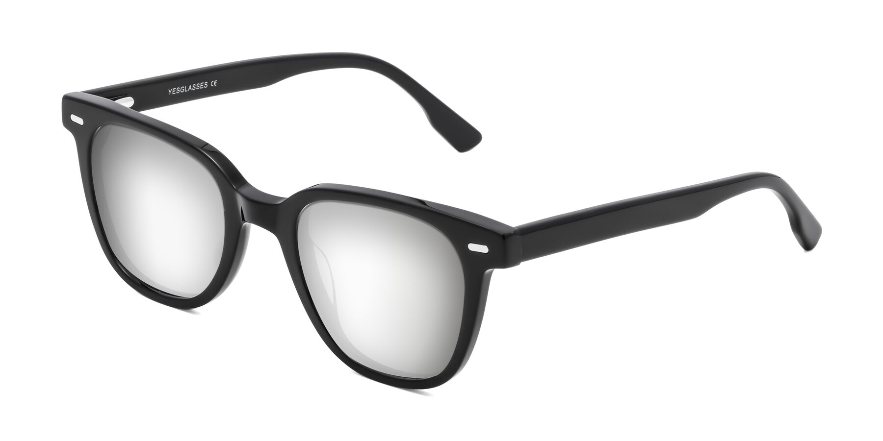 Angle of Beacon in Black with Silver Mirrored Lenses