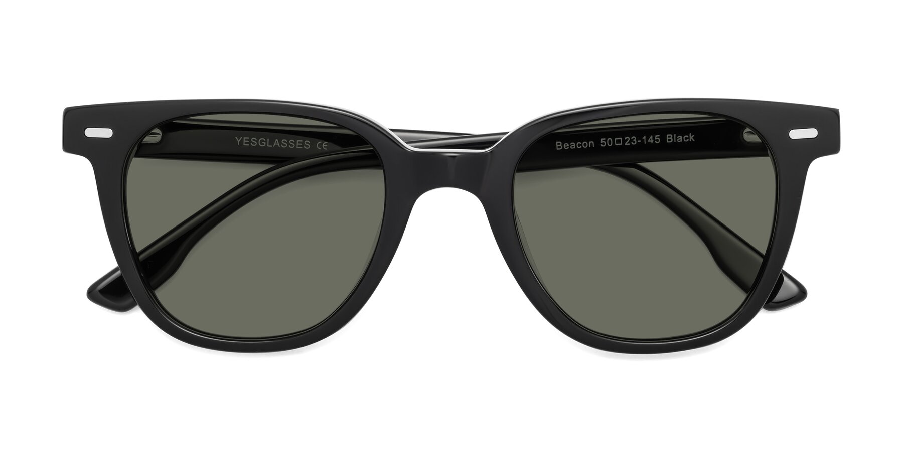 Folded Front of Beacon in Black with Gray Polarized Lenses