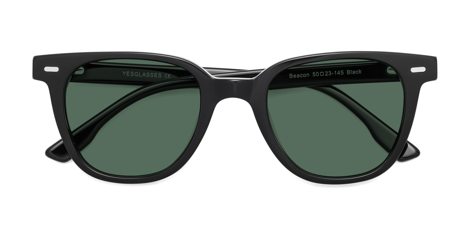 Folded Front of Beacon in Black with Green Polarized Lenses
