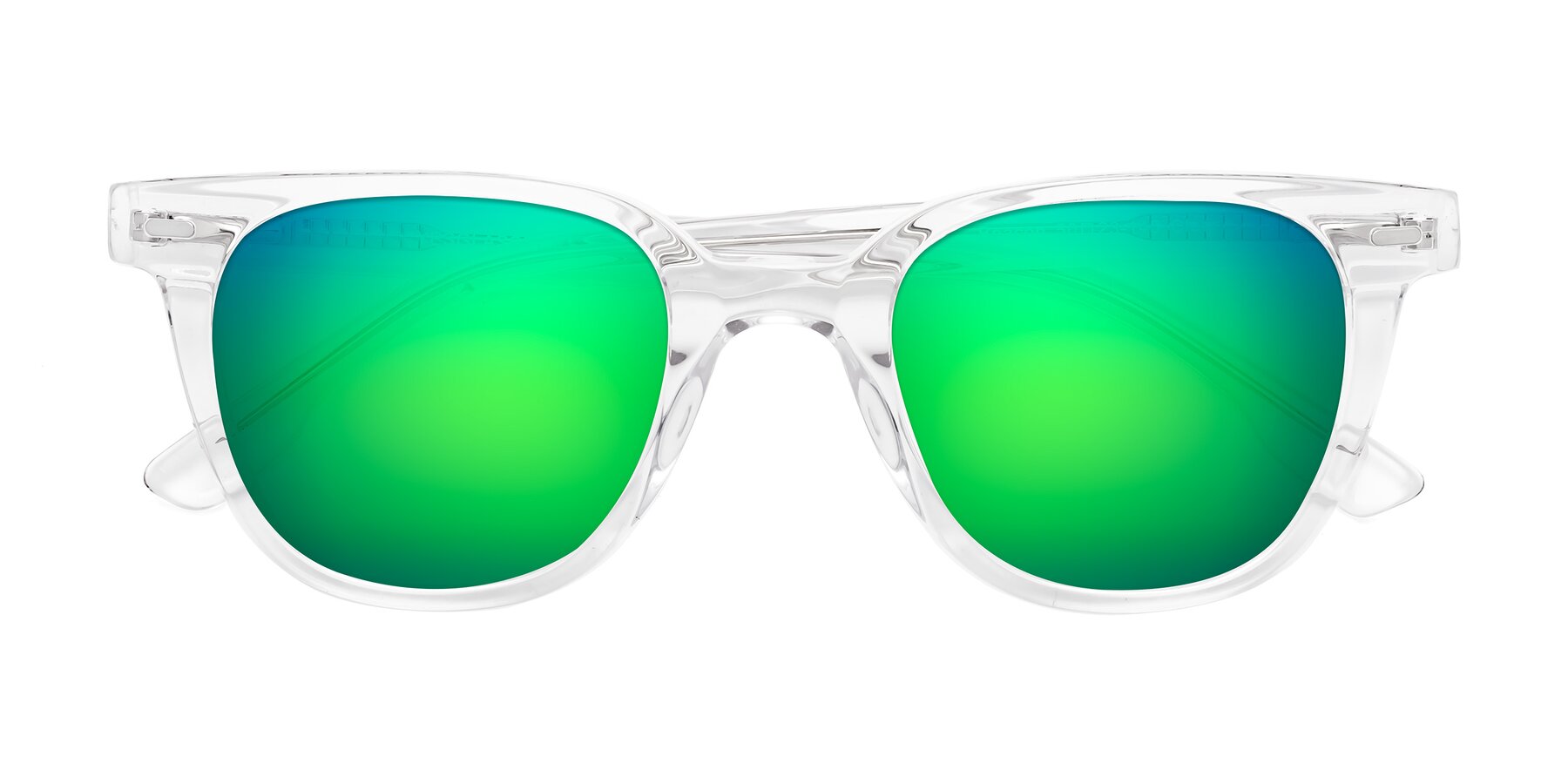Folded Front of Beacon in Clear with Green Mirrored Lenses