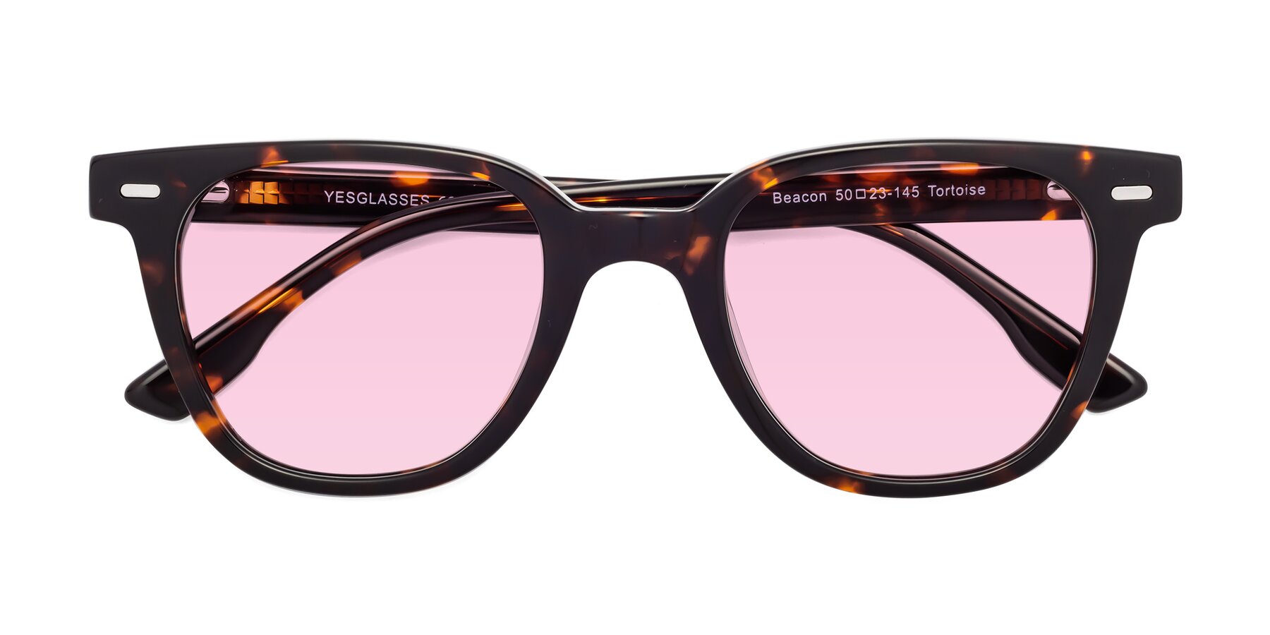 Folded Front of Beacon in Tortoise with Light Pink Tinted Lenses