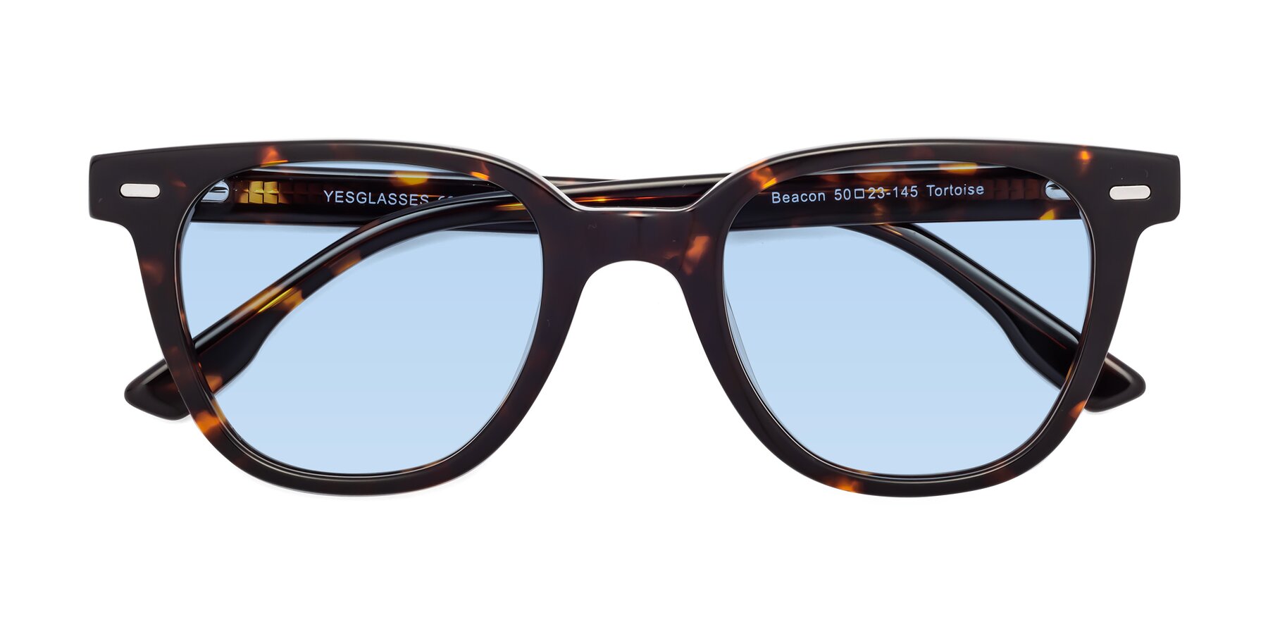 Folded Front of Beacon in Tortoise with Light Blue Tinted Lenses