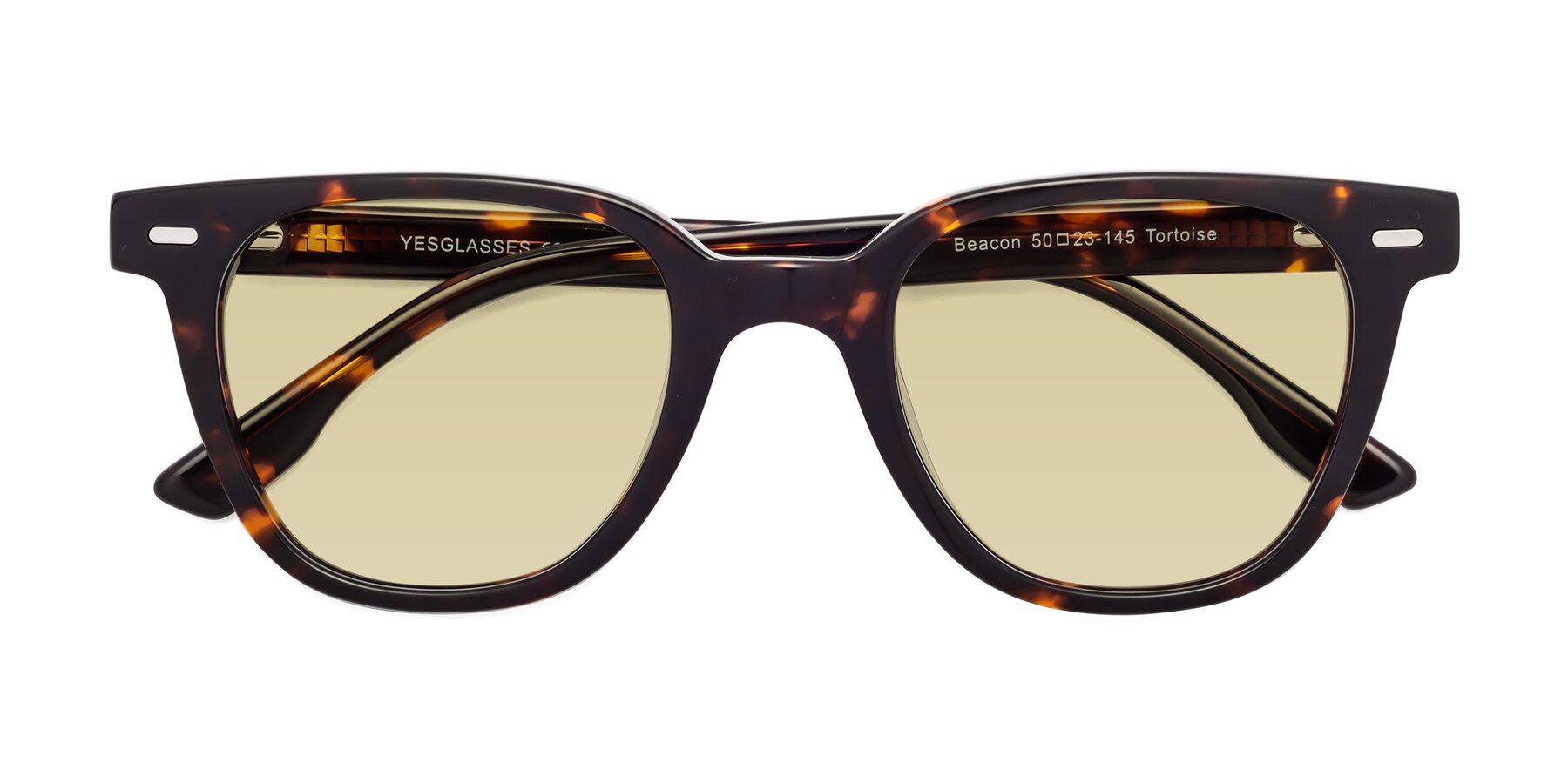 Folded Front of Beacon in Tortoise with Light Champagne Tinted Lenses