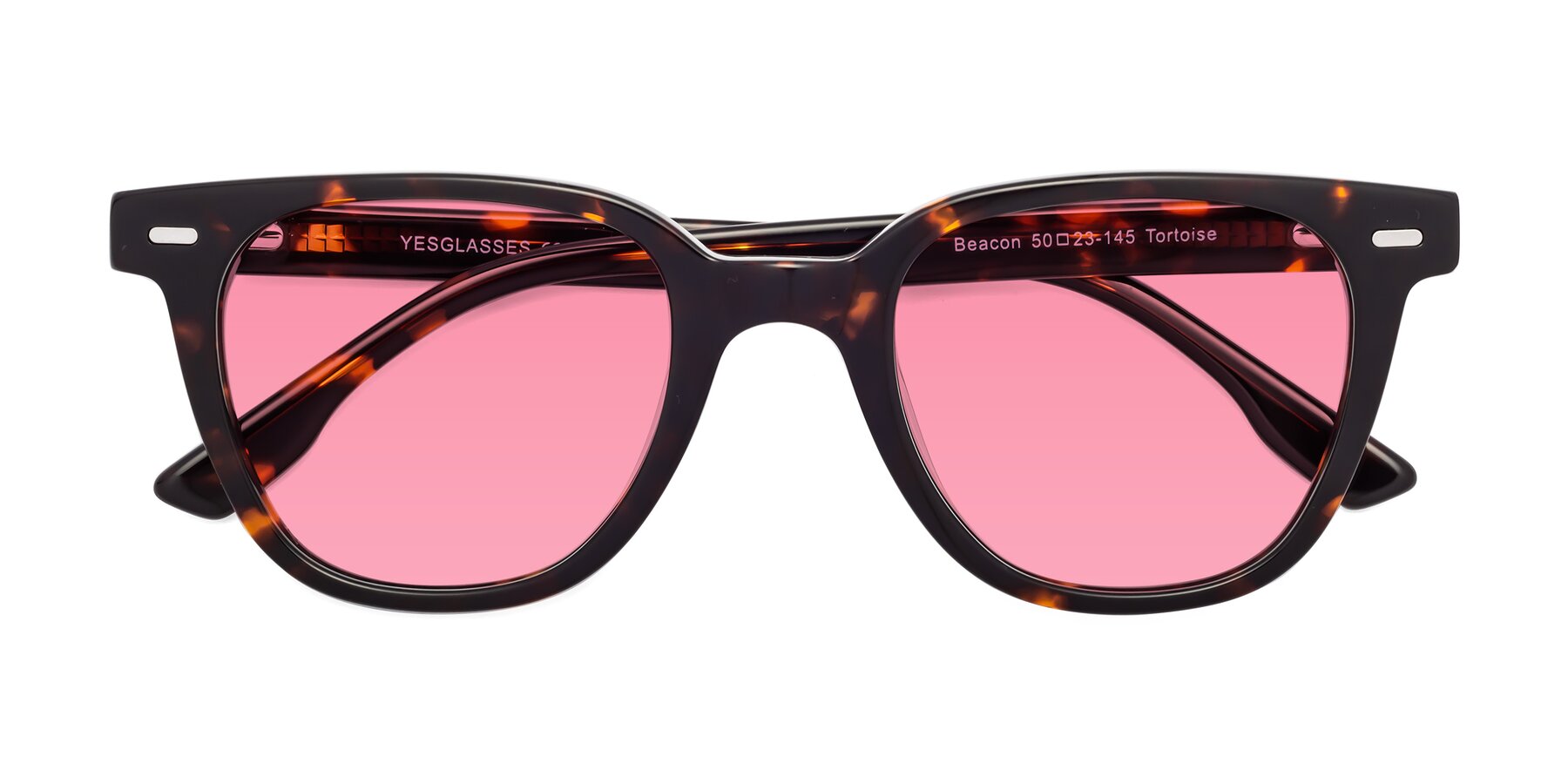 Folded Front of Beacon in Tortoise with Pink Tinted Lenses