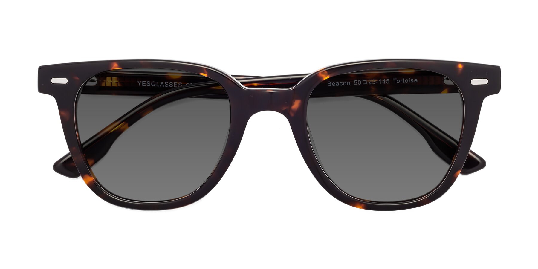 Folded Front of Beacon in Tortoise with Medium Gray Tinted Lenses