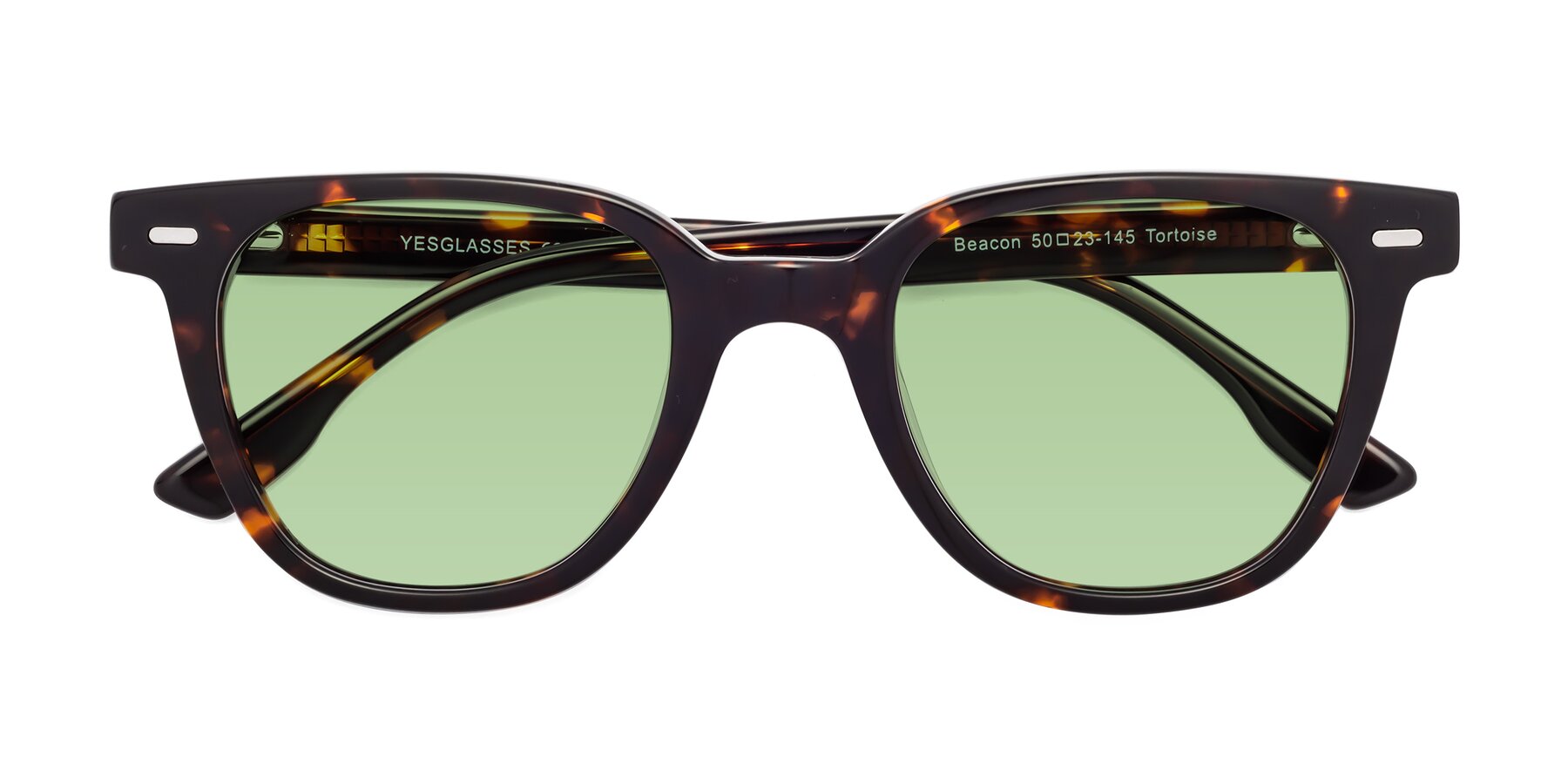 Folded Front of Beacon in Tortoise with Medium Green Tinted Lenses