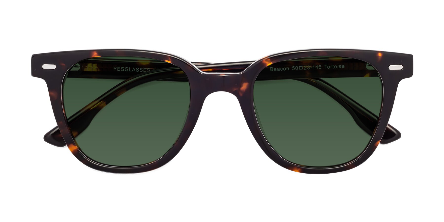 Folded Front of Beacon in Tortoise with Green Tinted Lenses