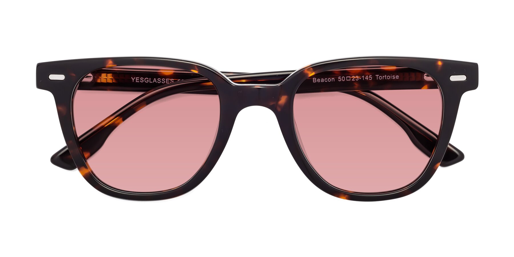 Folded Front of Beacon in Tortoise with Medium Garnet Tinted Lenses