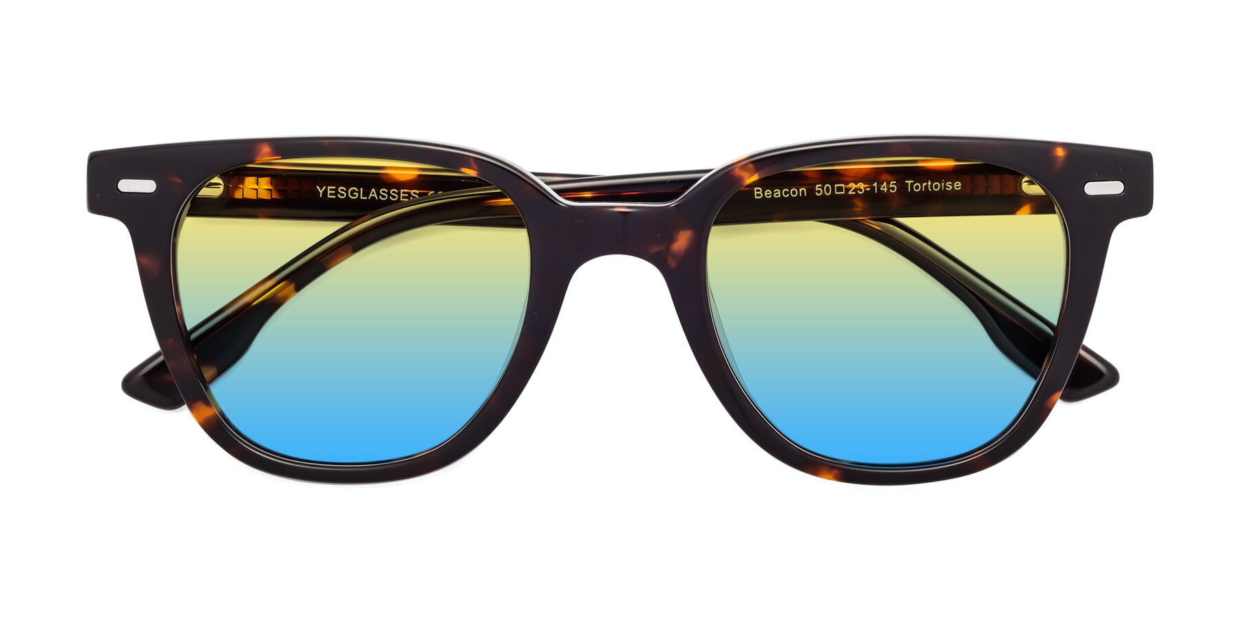 Folded Front of Beacon in Tortoise with Yellow / Blue Gradient Lenses