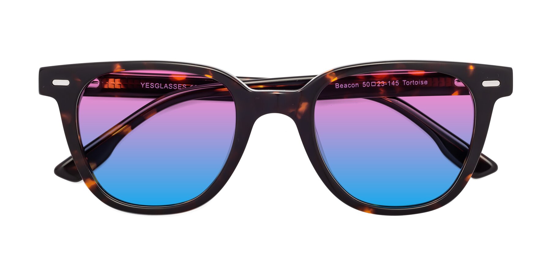 Folded Front of Beacon in Tortoise with Pink / Blue Gradient Lenses