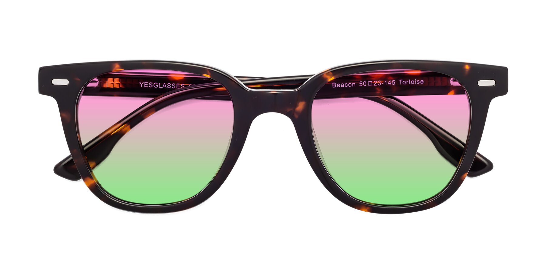 Folded Front of Beacon in Tortoise with Pink / Green Gradient Lenses