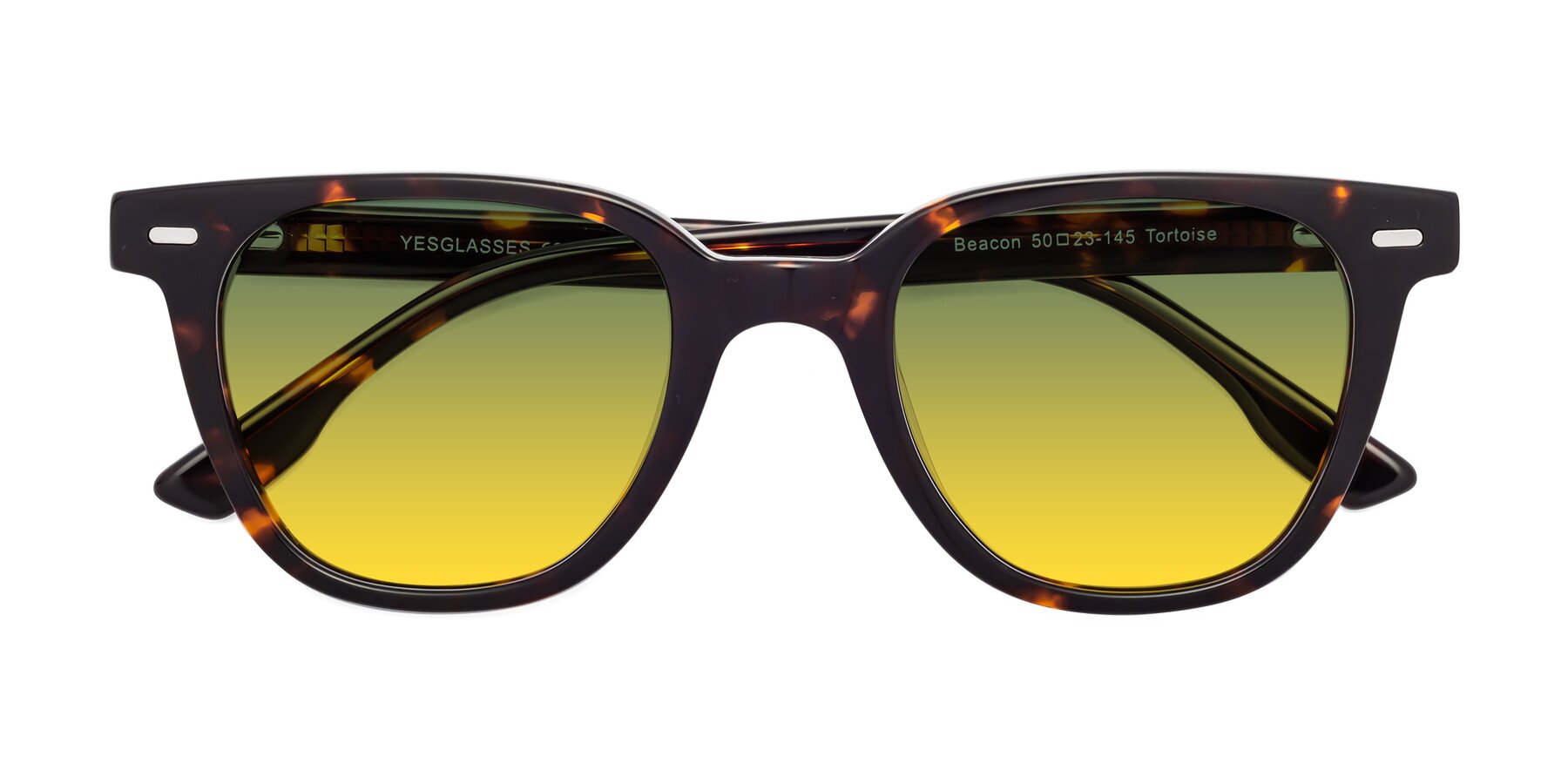 Folded Front of Beacon in Tortoise with Green / Yellow Gradient Lenses