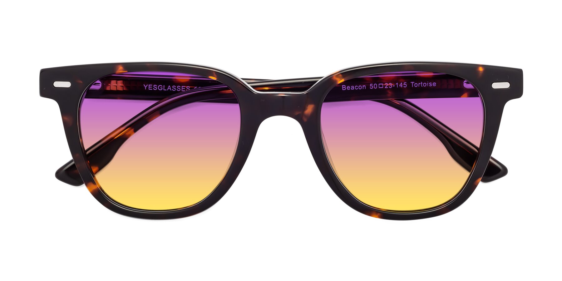 Folded Front of Beacon in Tortoise with Purple / Yellow Gradient Lenses