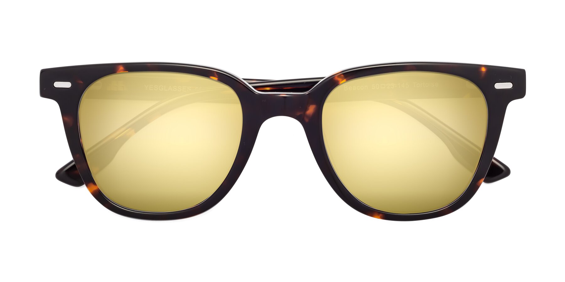 Folded Front of Beacon in Tortoise with Gold Mirrored Lenses