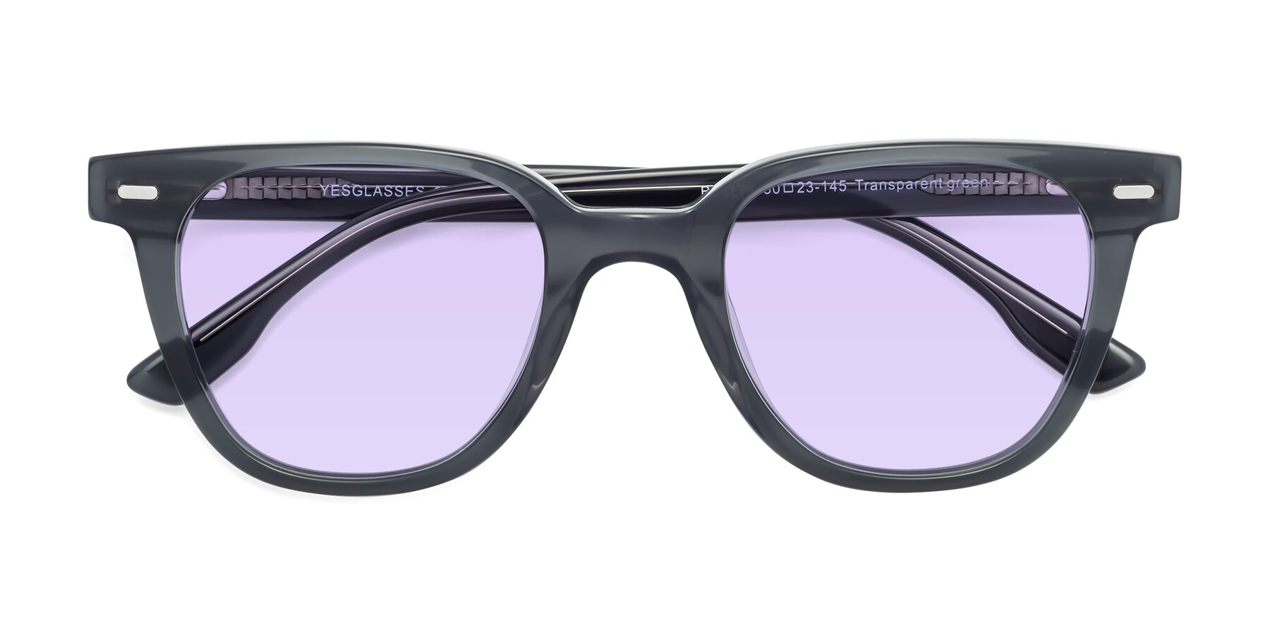 Folded Front of Beacon in Transparent Green with Light Purple Tinted Lenses