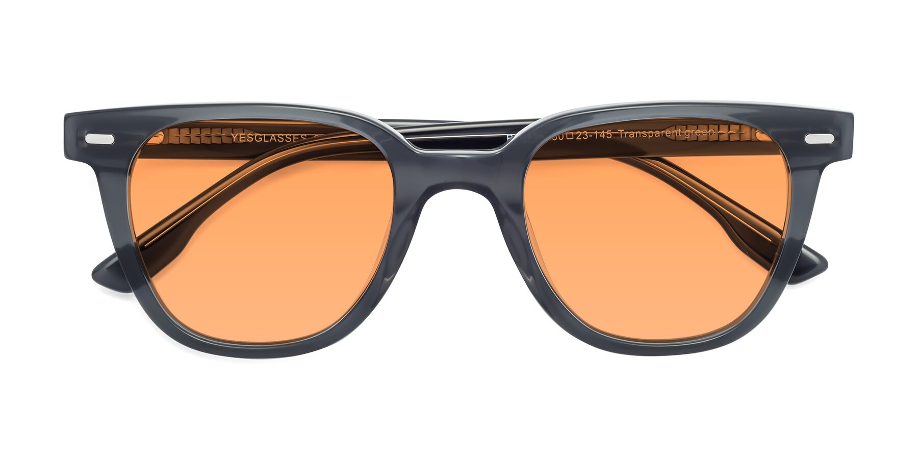 Folded Front of Beacon in Transparent Green with Medium Orange Tinted Lenses