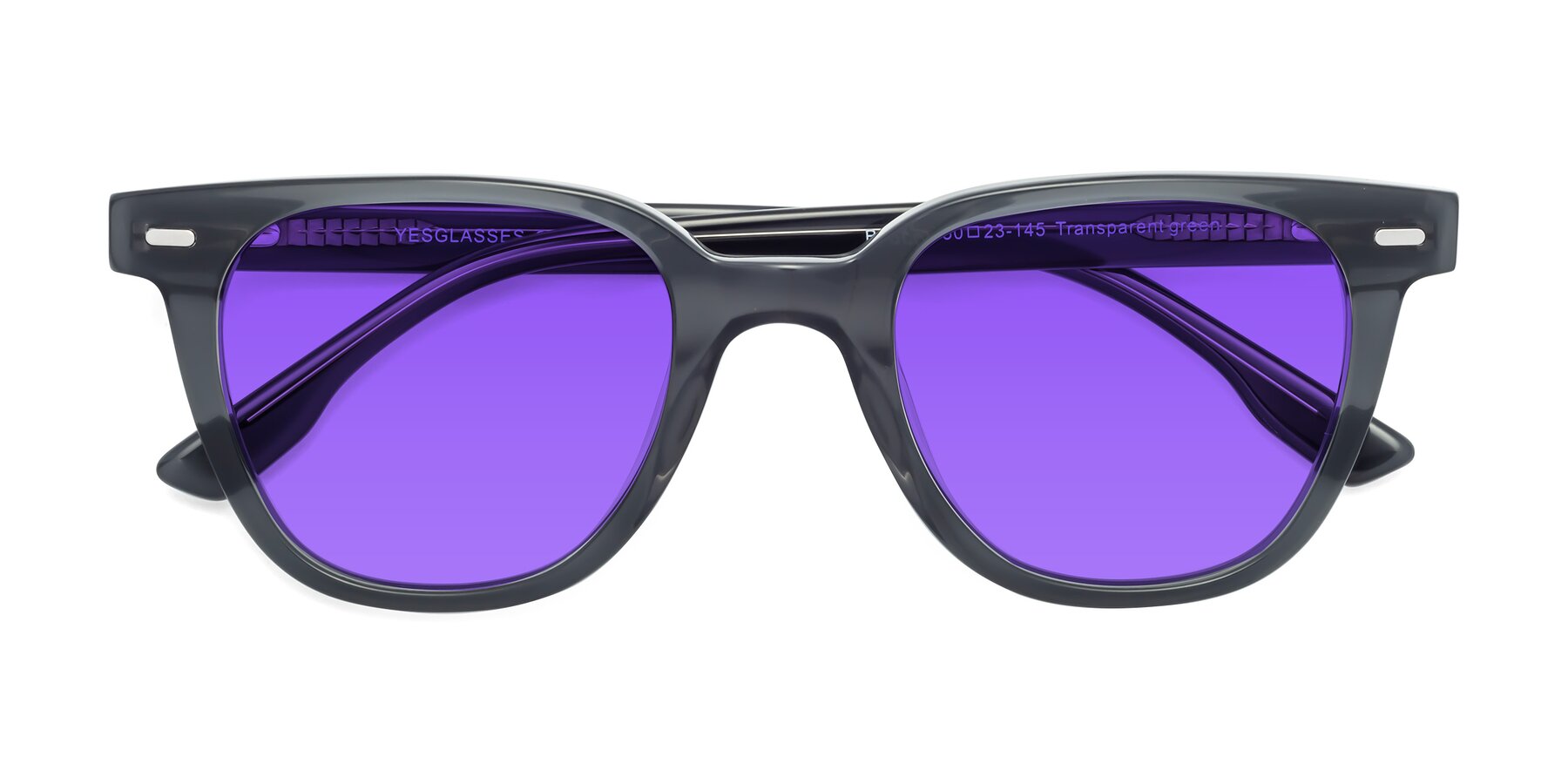 Folded Front of Beacon in Transparent Green with Purple Tinted Lenses