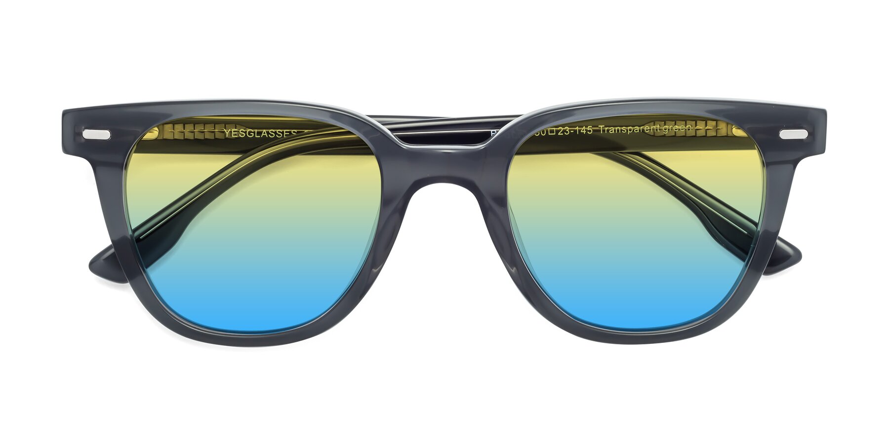 Folded Front of Beacon in Transparent Green with Yellow / Blue Gradient Lenses