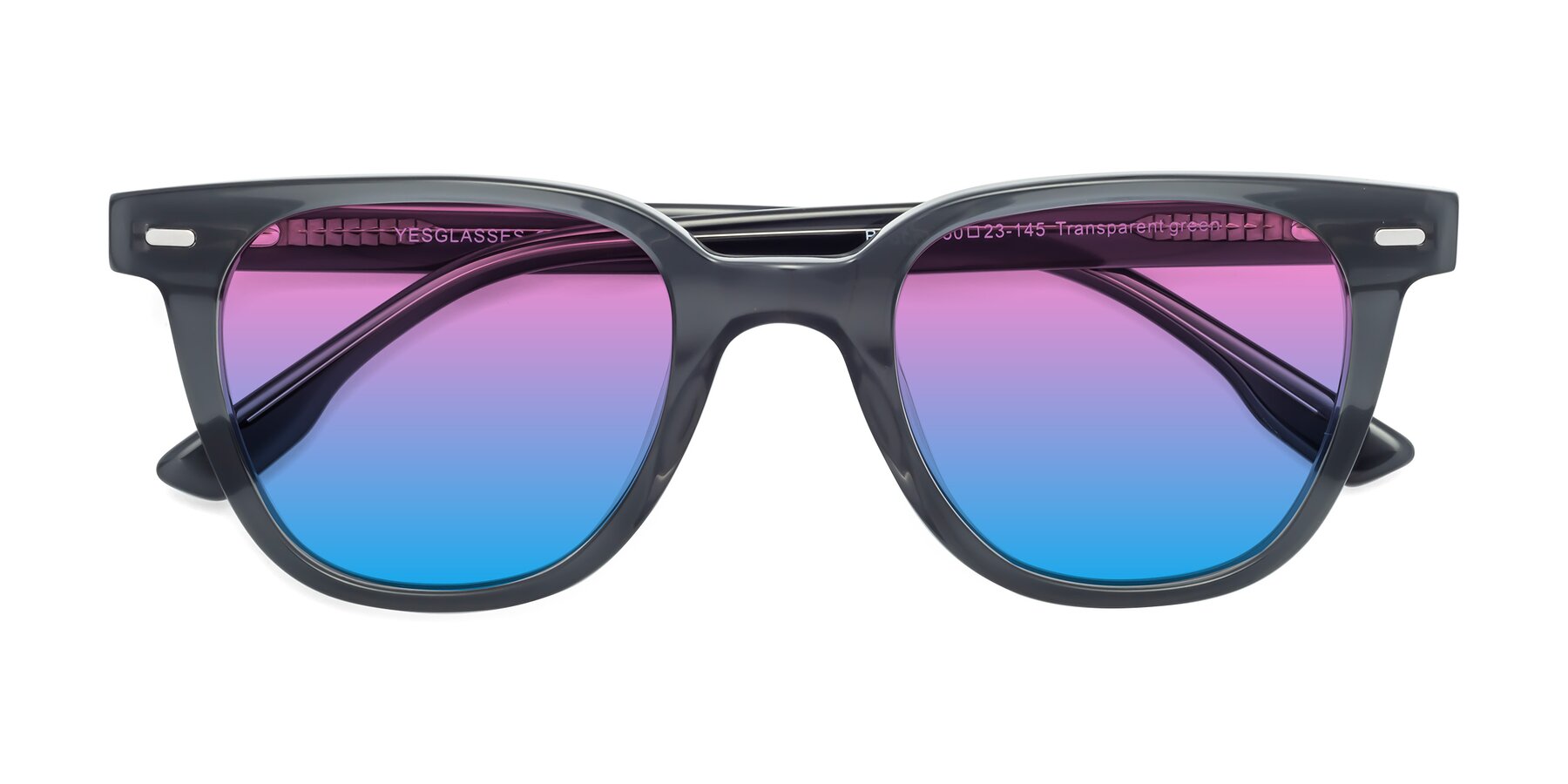 Folded Front of Beacon in Transparent Green with Pink / Blue Gradient Lenses