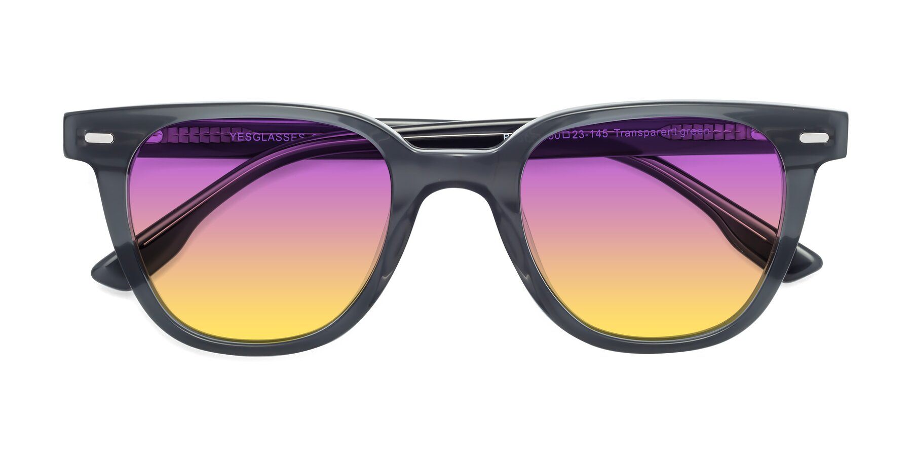 Folded Front of Beacon in Transparent Green with Purple / Yellow Gradient Lenses