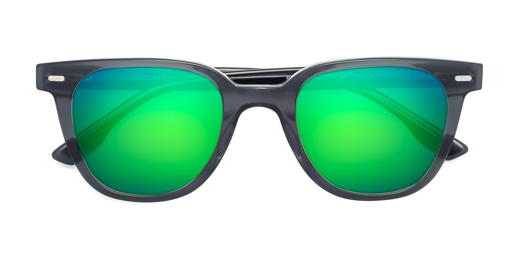 Folded Front of Beacon in Transparent Green with Green Mirrored Lenses