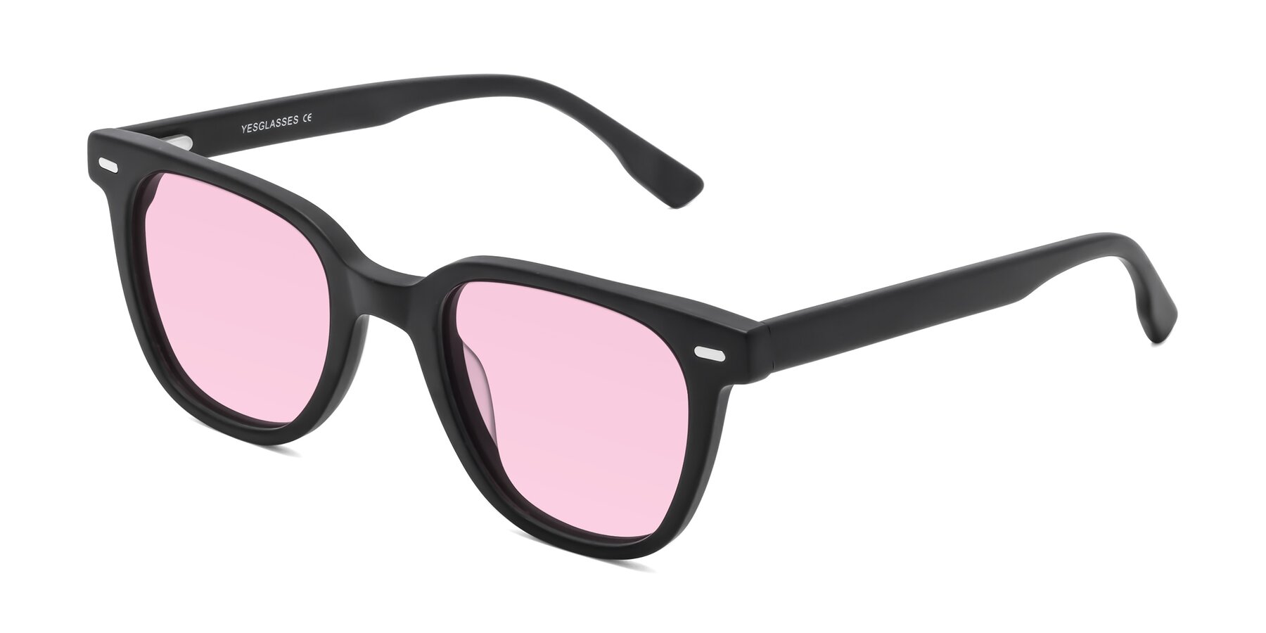 Angle of Beacon in Matte Black with Light Pink Tinted Lenses
