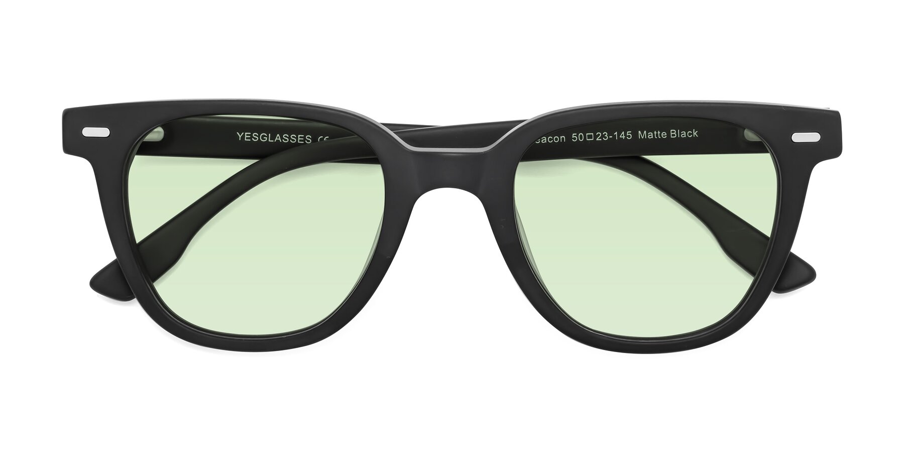 Folded Front of Beacon in Matte Black with Light Green Tinted Lenses