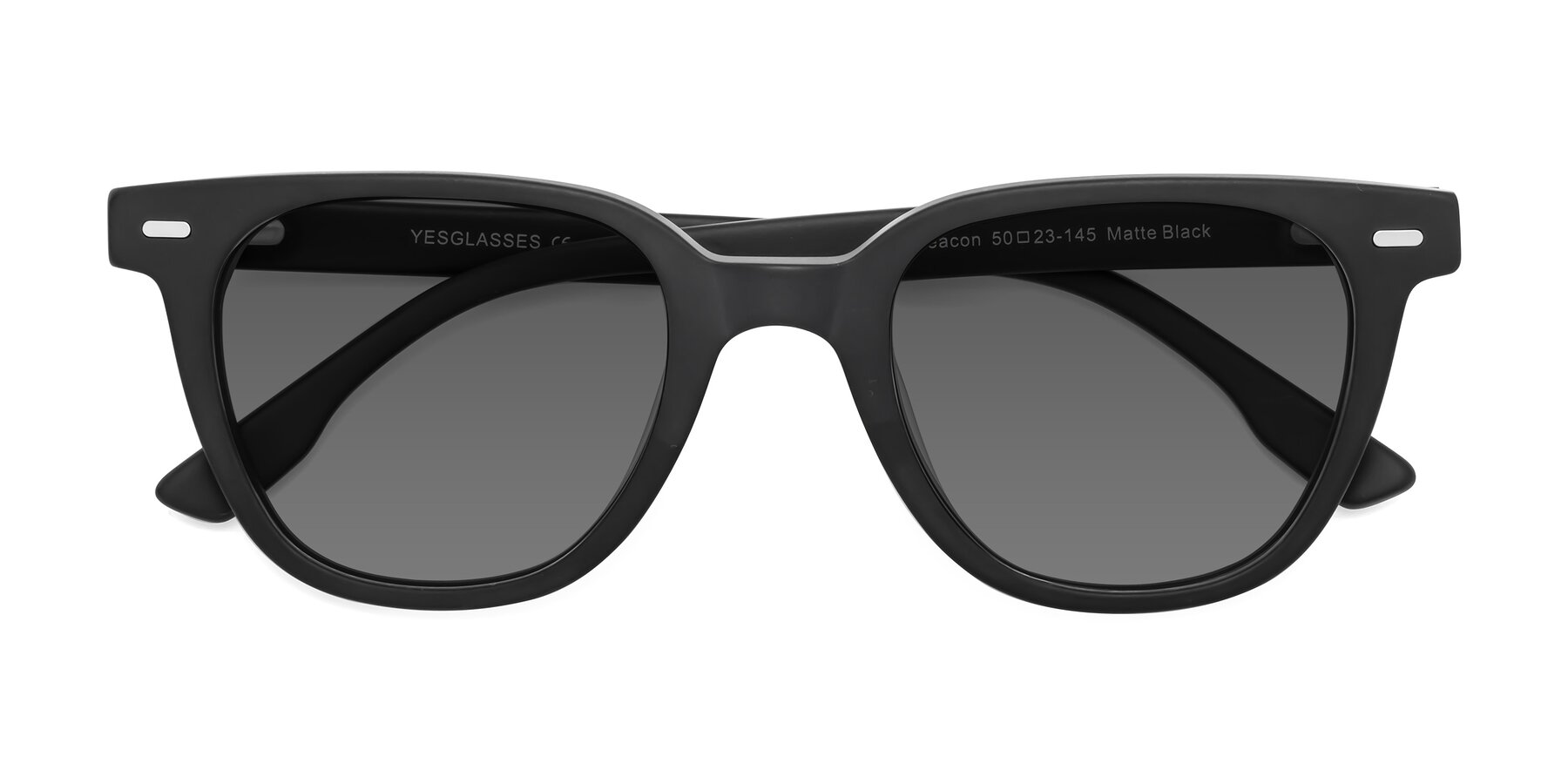 Folded Front of Beacon in Matte Black with Medium Gray Tinted Lenses