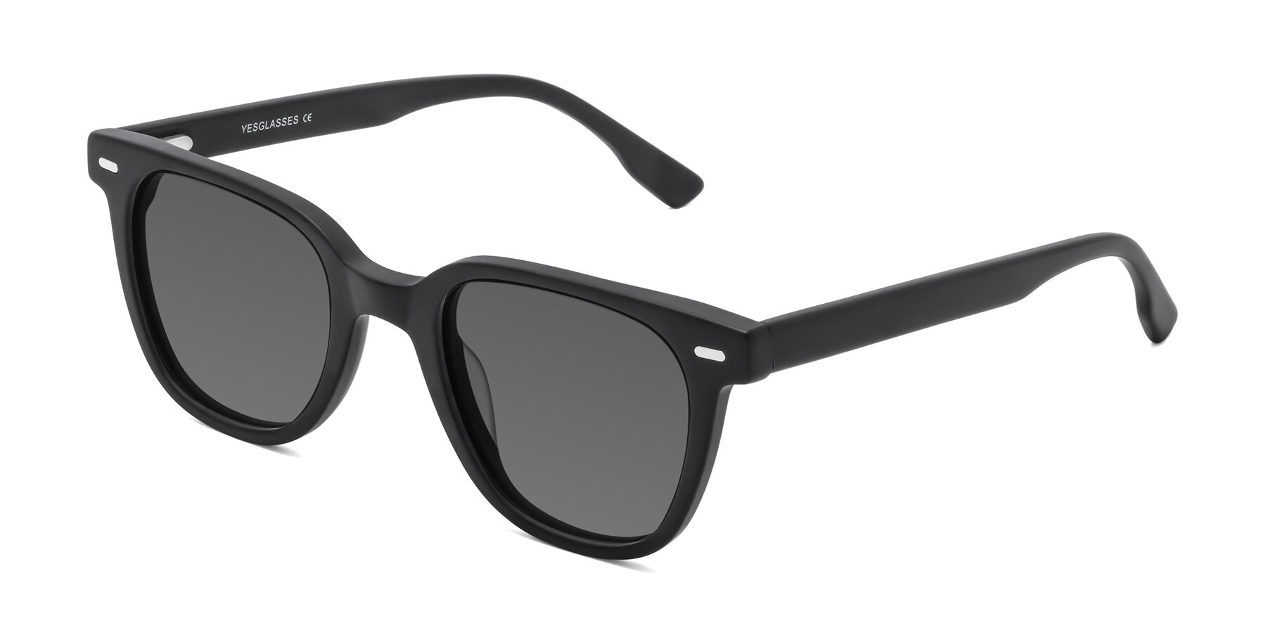Angle of Beacon in Matte Black with Medium Gray Tinted Lenses