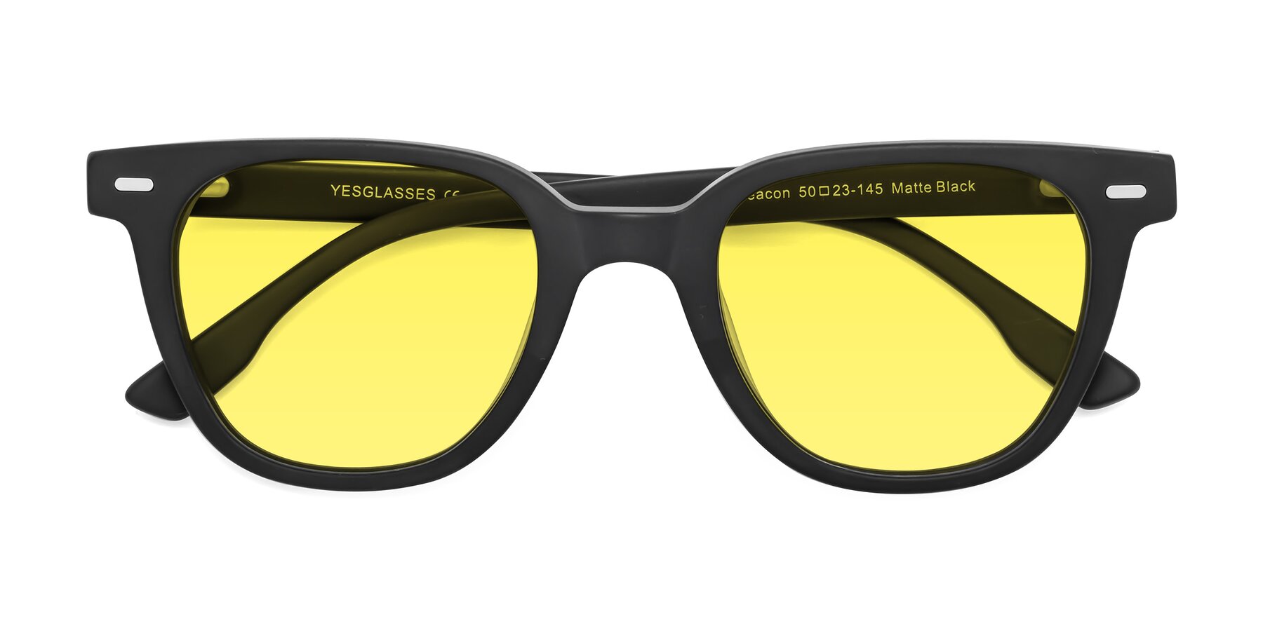 Folded Front of Beacon in Matte Black with Medium Yellow Tinted Lenses