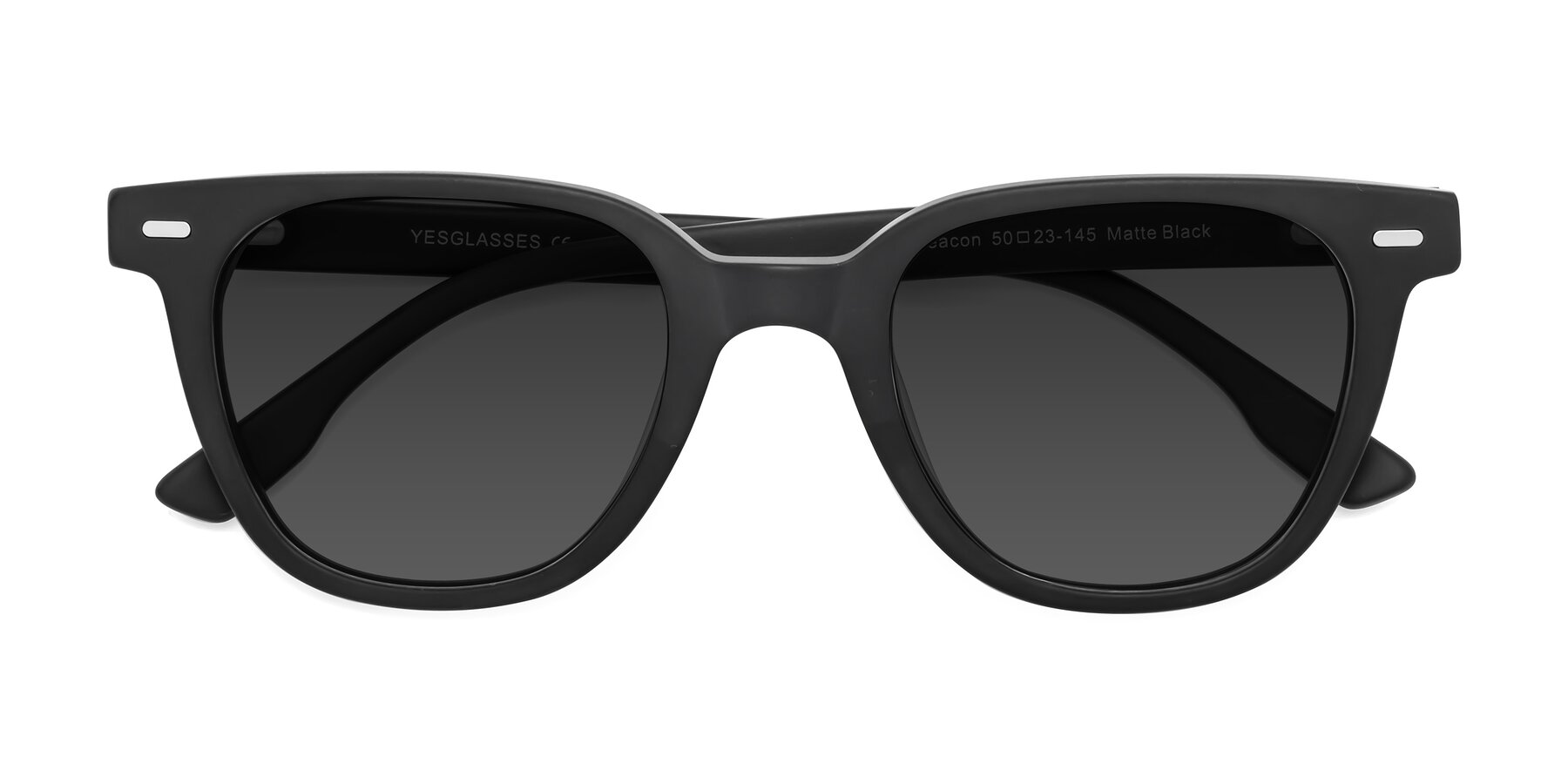 Folded Front of Beacon in Matte Black with Gray Tinted Lenses