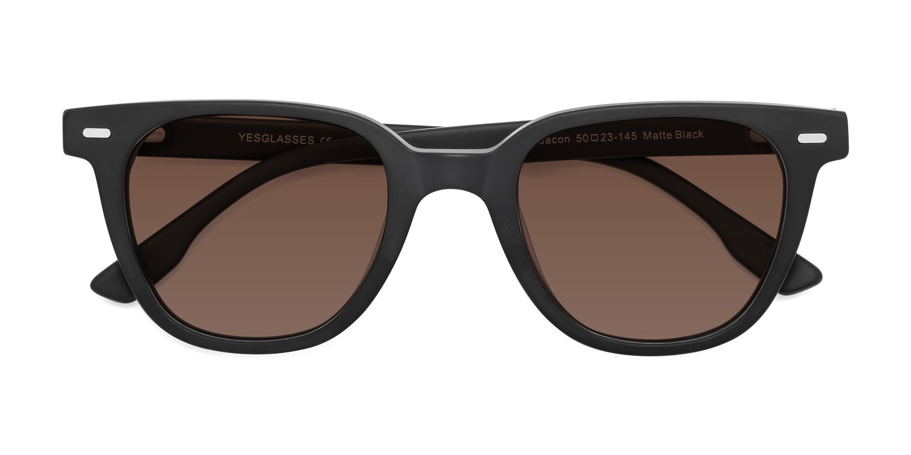 Folded Front of Beacon in Matte Black with Brown Tinted Lenses