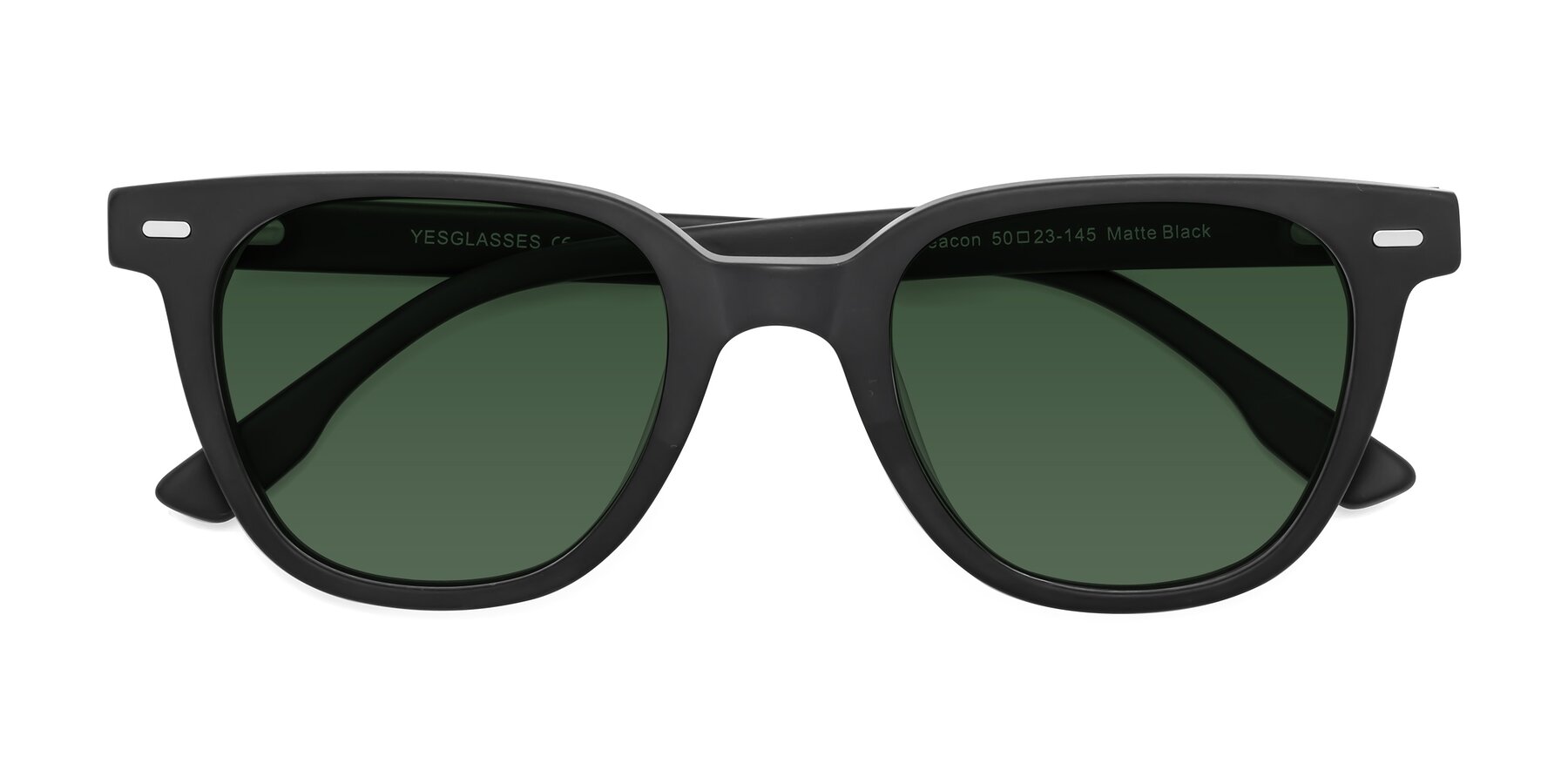 Folded Front of Beacon in Matte Black with Green Tinted Lenses