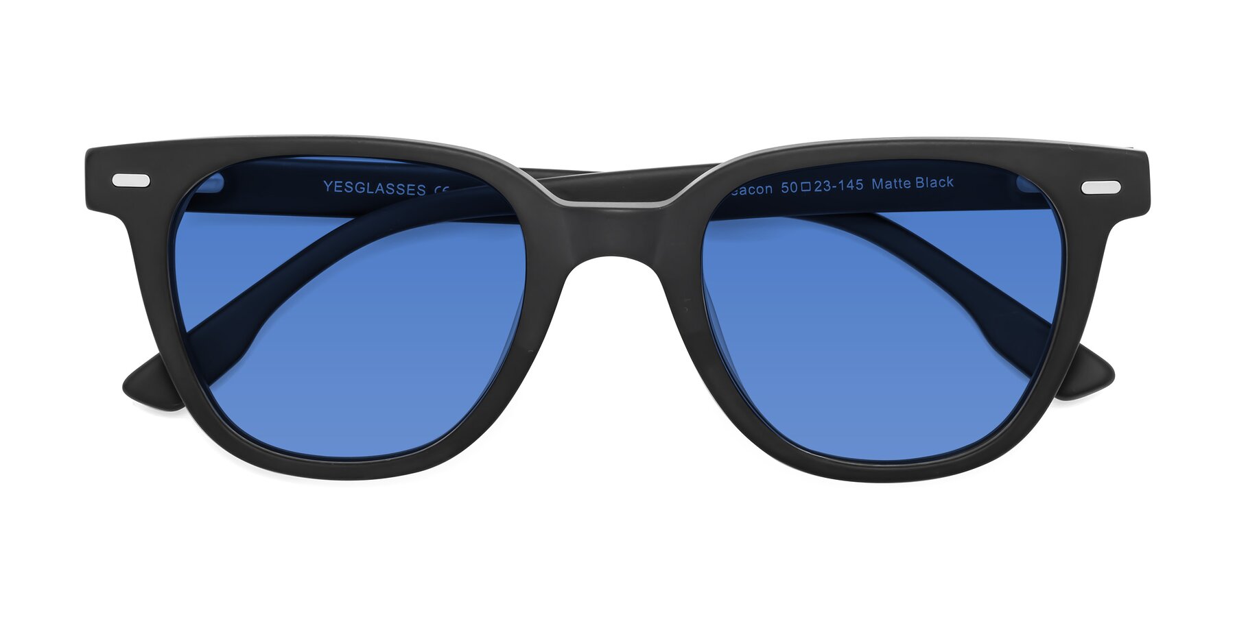 Folded Front of Beacon in Matte Black with Blue Tinted Lenses