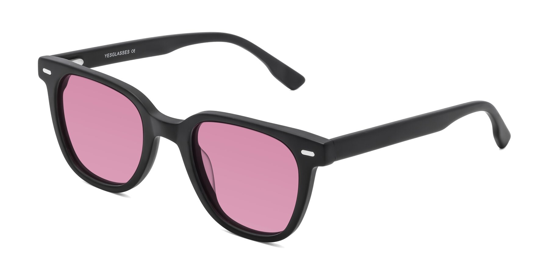 Angle of Beacon in Matte Black with Medium Wine Tinted Lenses