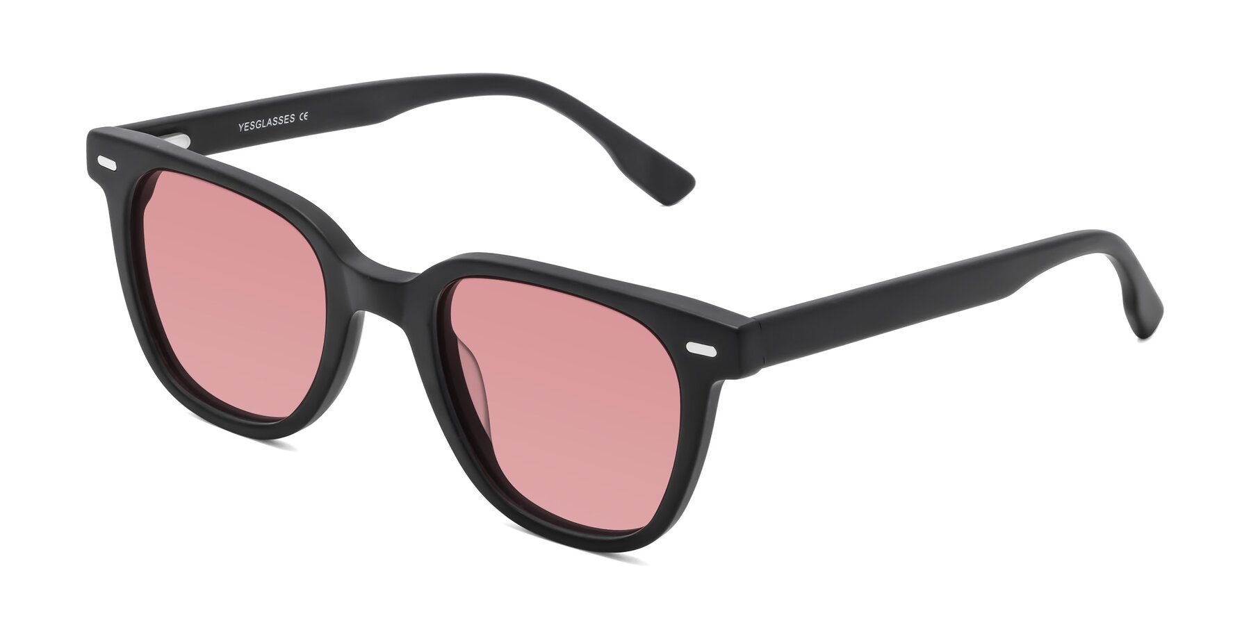 Angle of Beacon in Matte Black with Medium Garnet Tinted Lenses