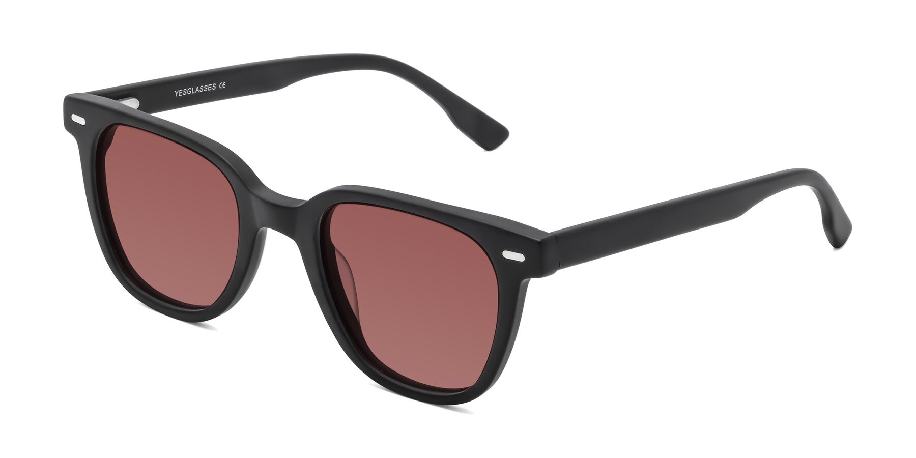 Angle of Beacon in Matte Black with Garnet Tinted Lenses